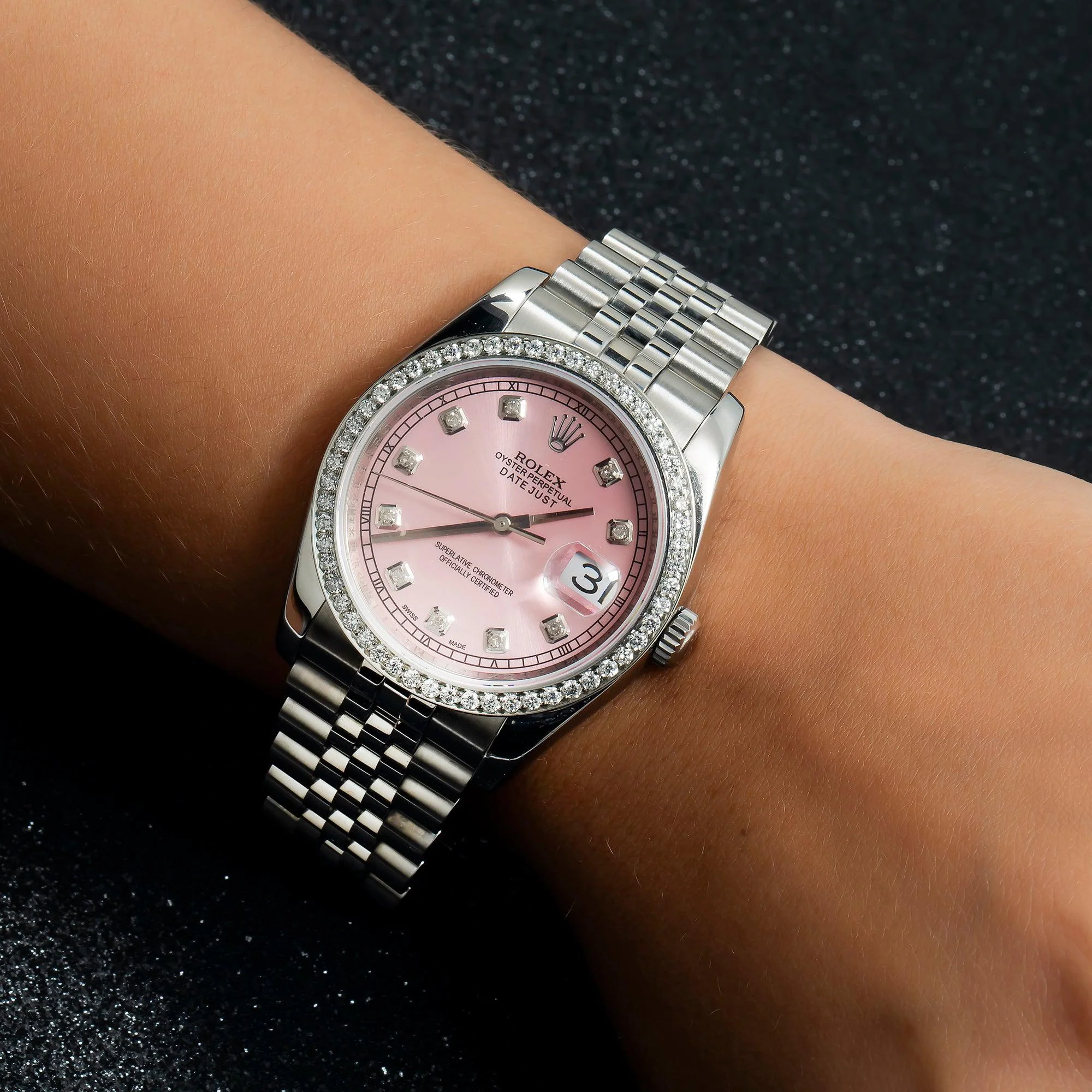 Rolex Datejust 36MM 116234 Pink Diamond Dial Diamond Bezel Stainless Steel Jubilee Bracelet - Image 2