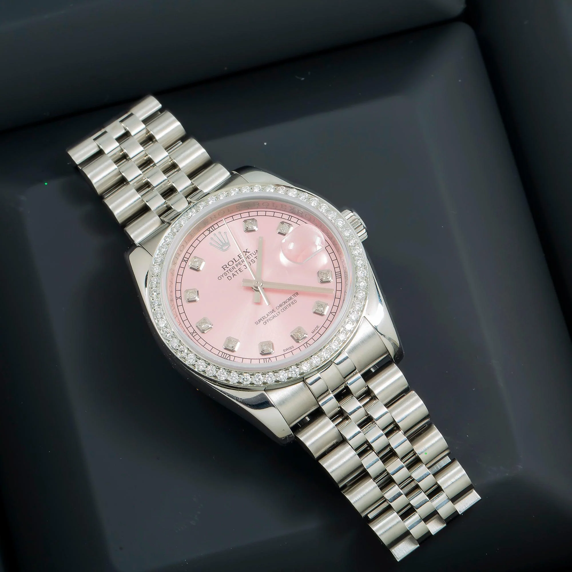 Rolex Datejust 36MM 116234 Pink Diamond Dial Diamond Bezel Stainless Steel Jubilee Bracelet - Image 4