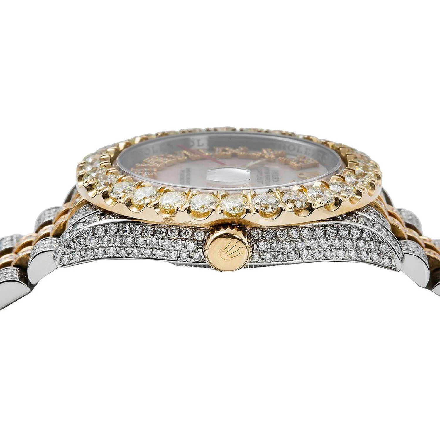 Rolex Datejust 36MM 116263 Pink Mother of Pearl Roman Diamond Dial Diamond Bezel Two Tone Yellow Gold Full Diamond Jubilee Bracelet 13.75ct - Image 4