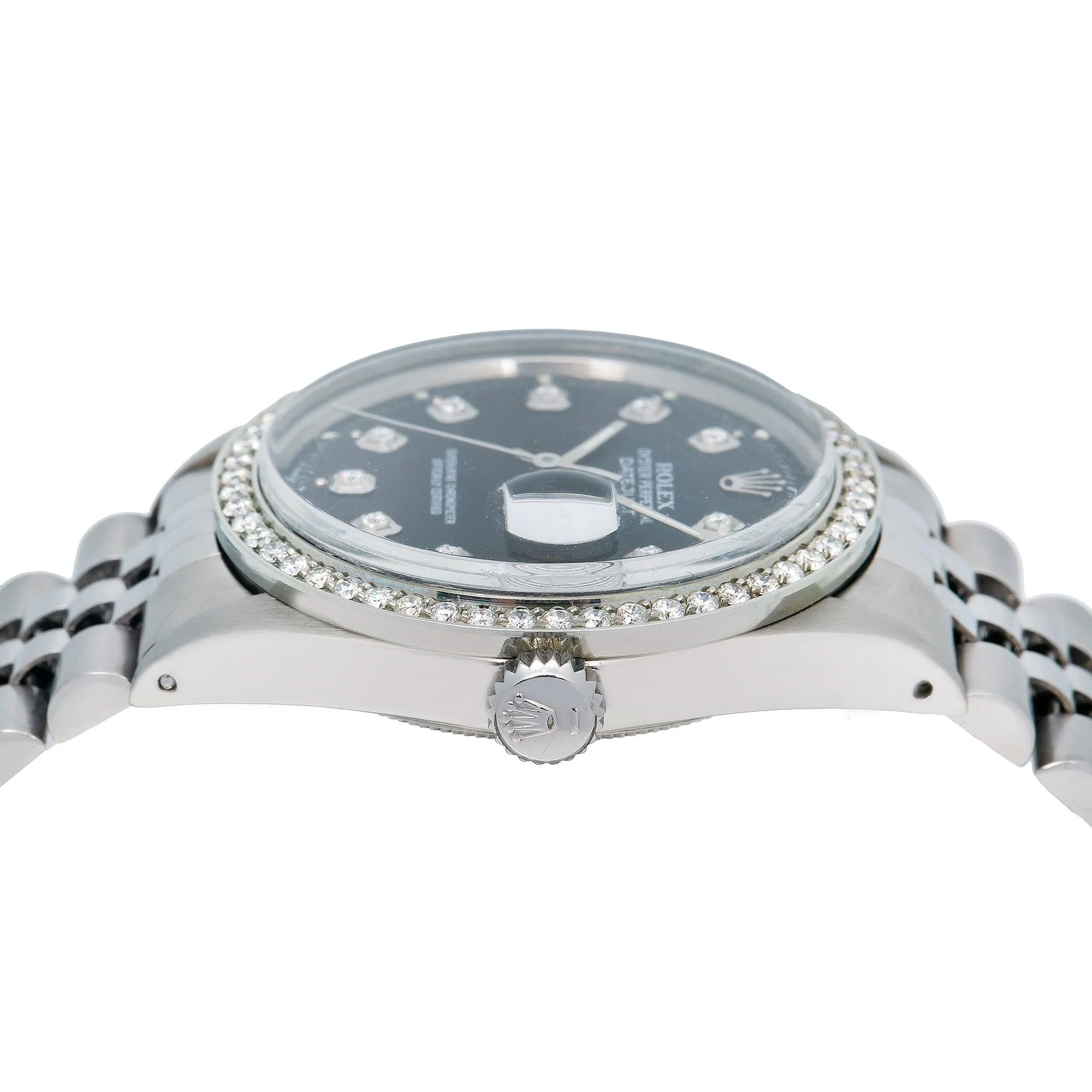 Rolex Datejust 36MM 1601 Black Diamond Dial Diamond Bezel Stainless Steel Jubilee Bracelet - Image 3