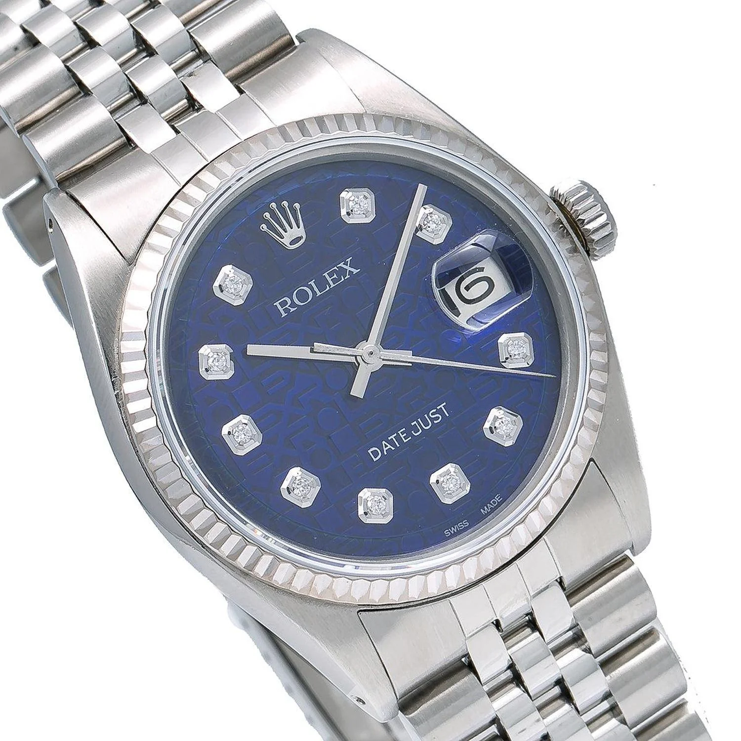 Rolex Datejust 36MM 1601 Blue Diamond Dial Fluted Bezel Stainless Steel Jubilee Bracelet - Image 3