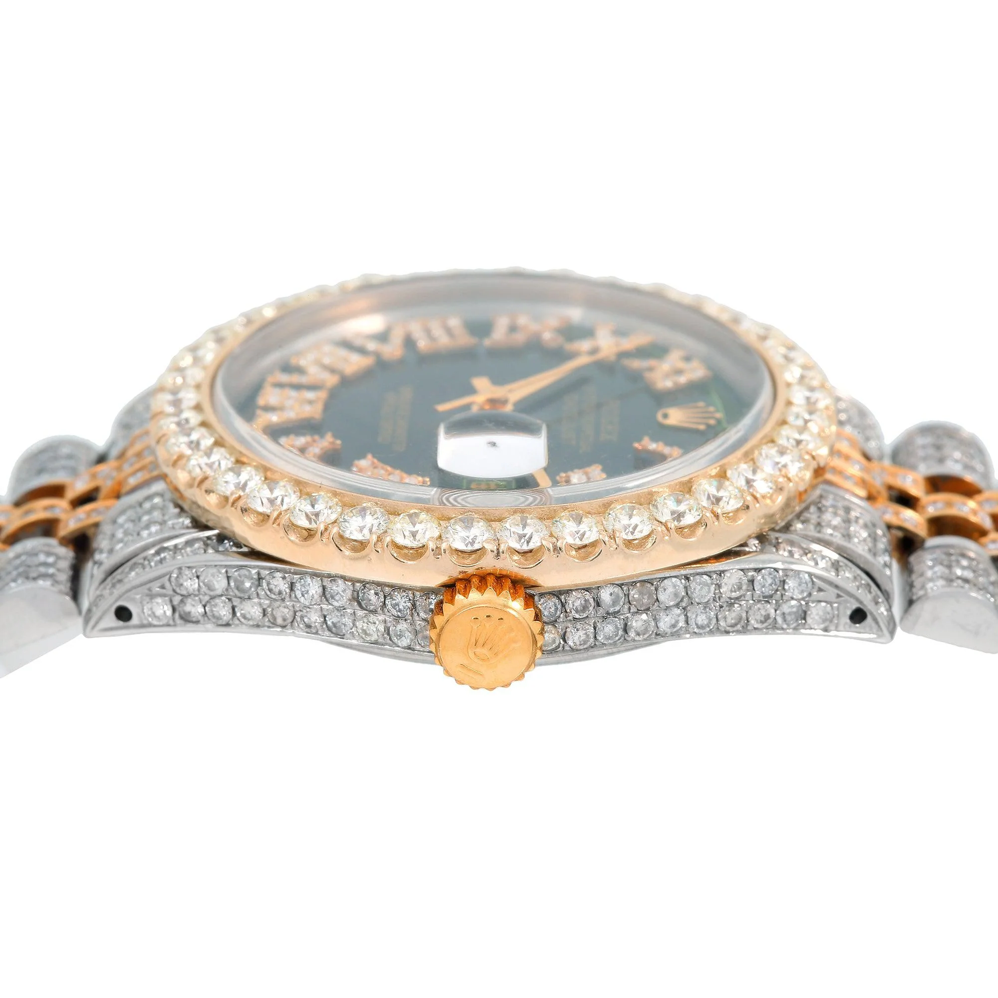 Rolex Datejust 36MM 1601 Green Roman Diamond Dial Diamond Bezel Two Tone Yellow Gold Full Diamond Jubilee Bracelet 9.25ct - Image 5