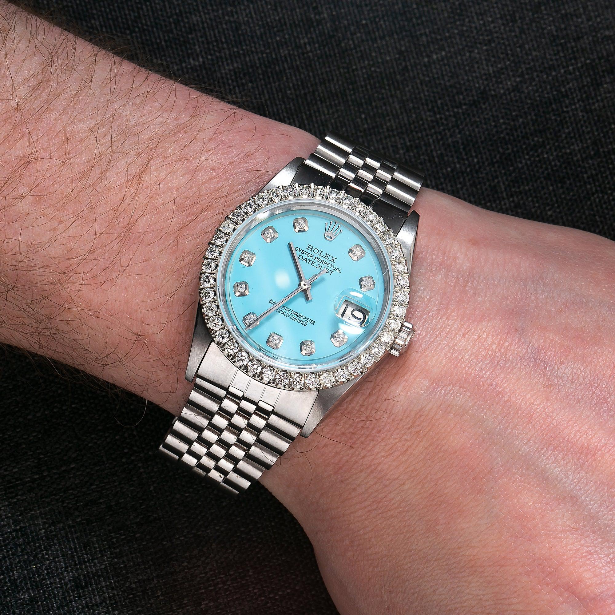 Rolex Datejust 36MM 1601 Ice Blue Diamond Dial Diamond Bezel Stainless Steel Jubilee Bracelet - Image 2