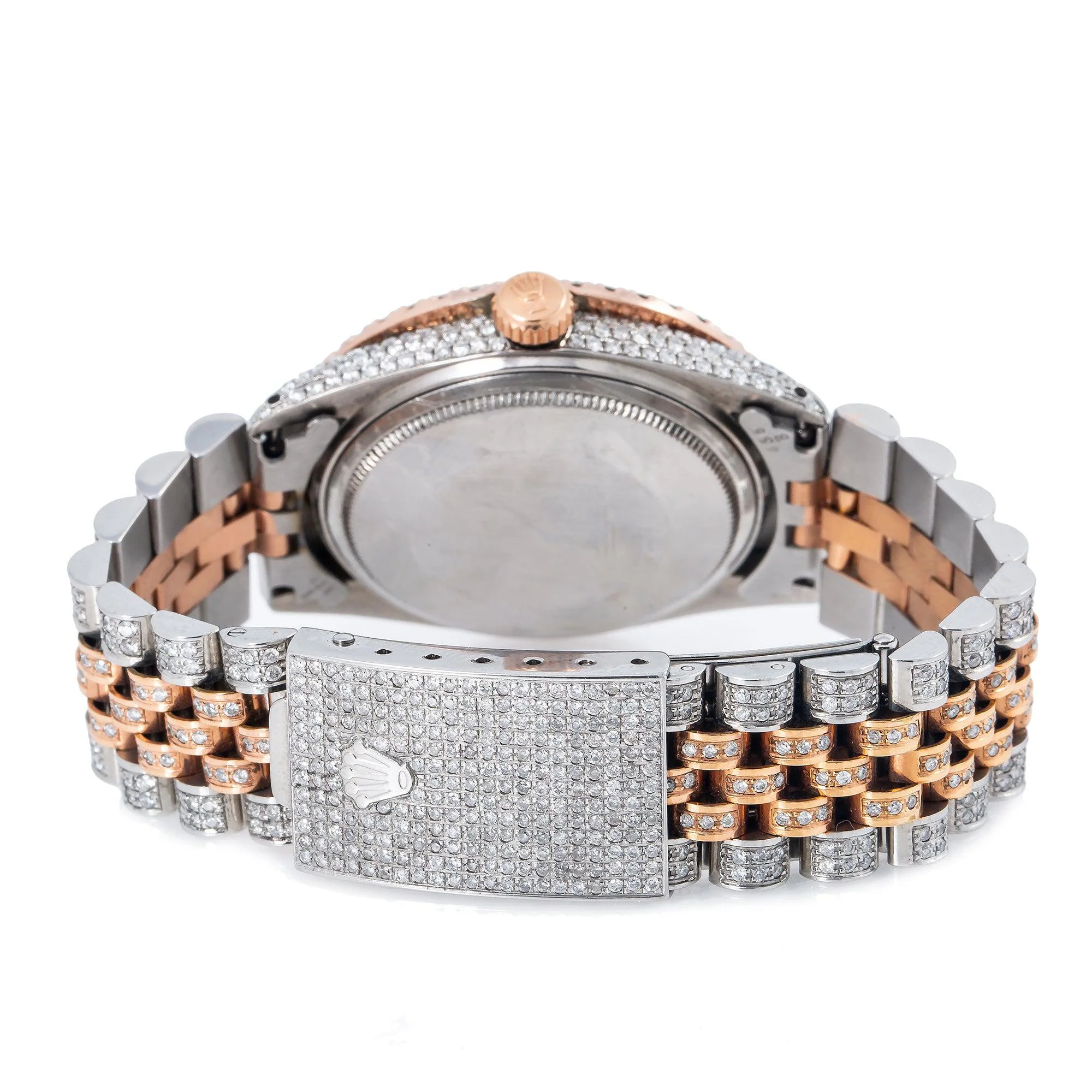Rolex Datejust 36MM 1601 Red Roman Diamond Dial Diamond Bezel Two Tone Rose Gold Full Diamond Jubilee Bracelet 8.25ct - Image 6