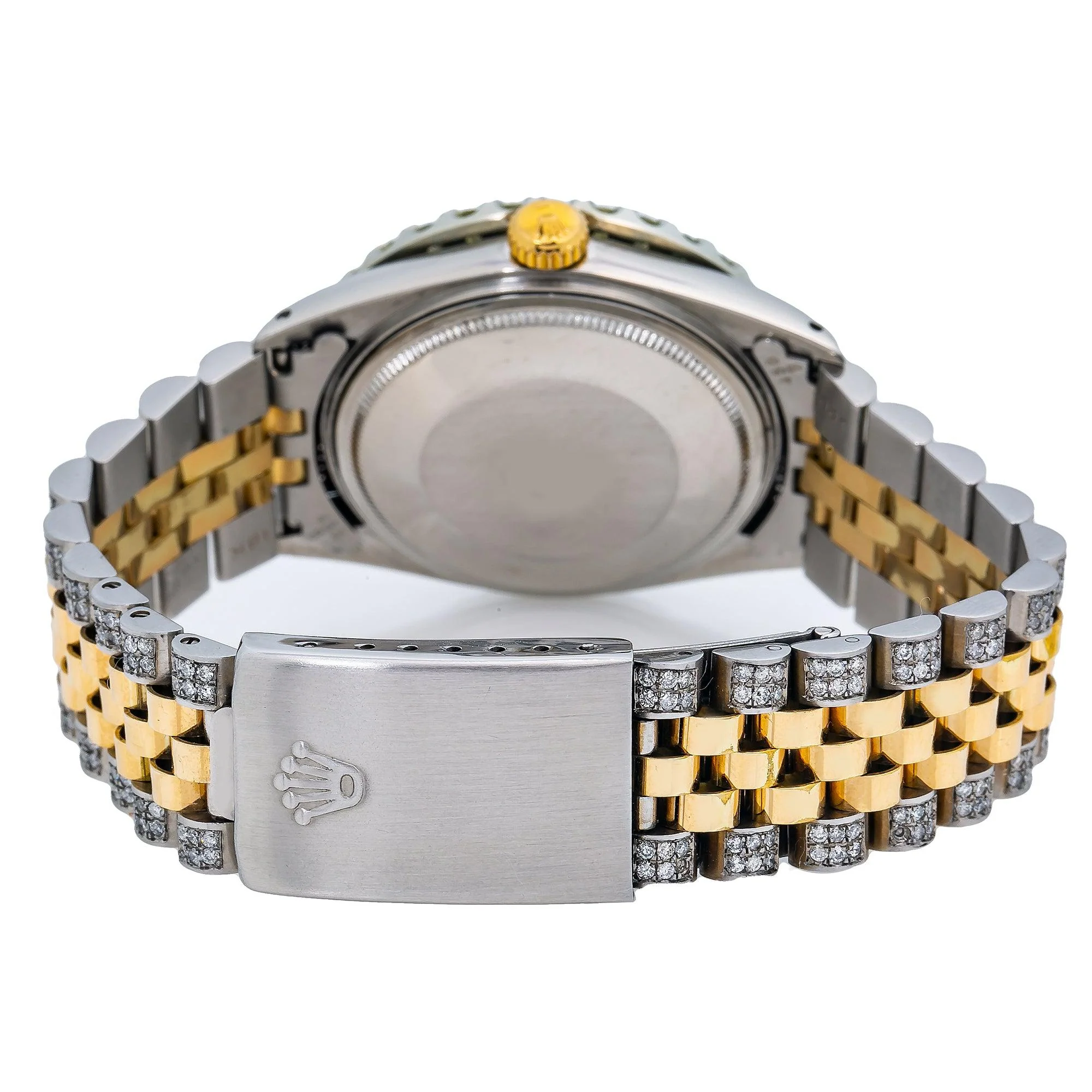 Rolex Datejust 36MM 1601 Red Roman Diamond Dial Diamond Bezel Two Tone Yellow Gold Semi Diamond Jubilee Bracelet - Image 6