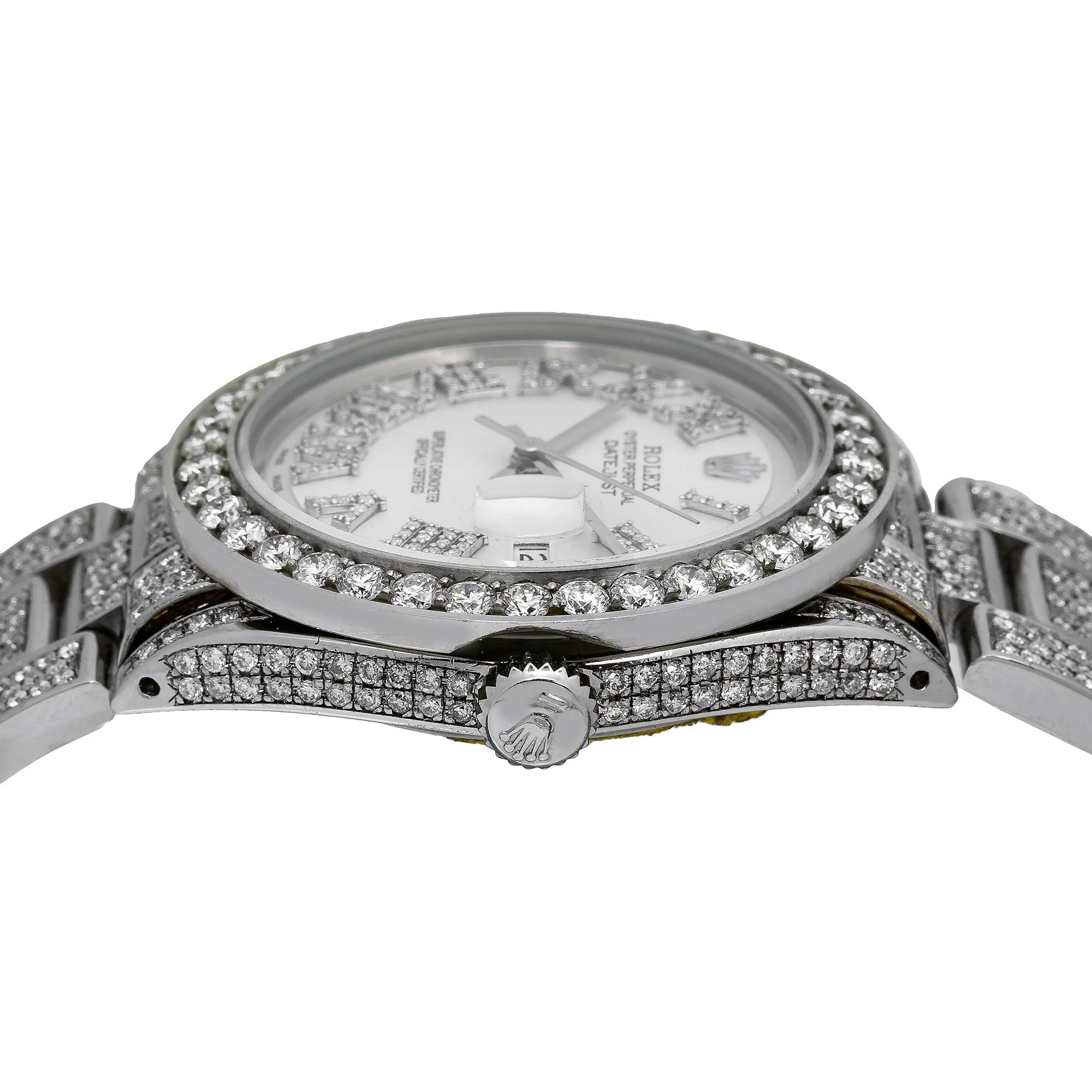 Rolex Datejust 36MM 1601 Silver Roman Diamond Dial Diamond Bezel Stainless Steel Full Diamond Oyster Bracelet 8.35ct - Image 5