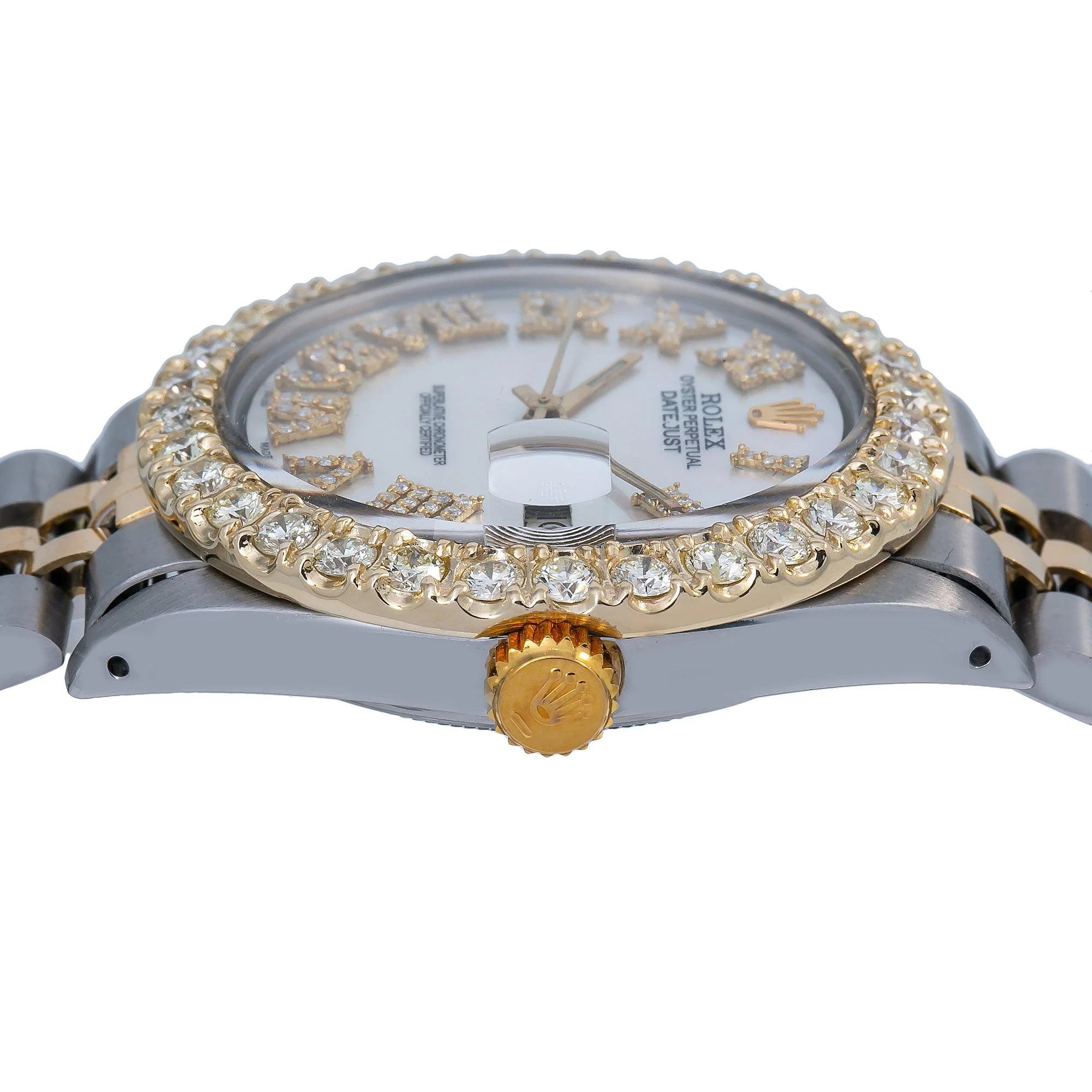 Rolex Datejust 36MM 1601 White Mother of Pearl Roman Diamond Dial Diamond Bezel Two Tone Yellow Gold Jubilee Bracelet 3.25ct - Image 5