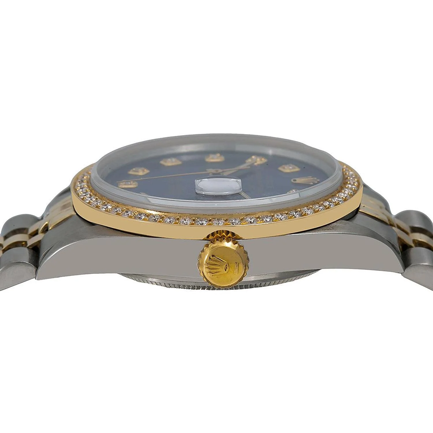 Rolex Datejust 36MM 16013 Blue Diamond Dial Diamond Bezel Two Tone Yellow Gold Jubilee Bracelet 1.2ct - Image 3