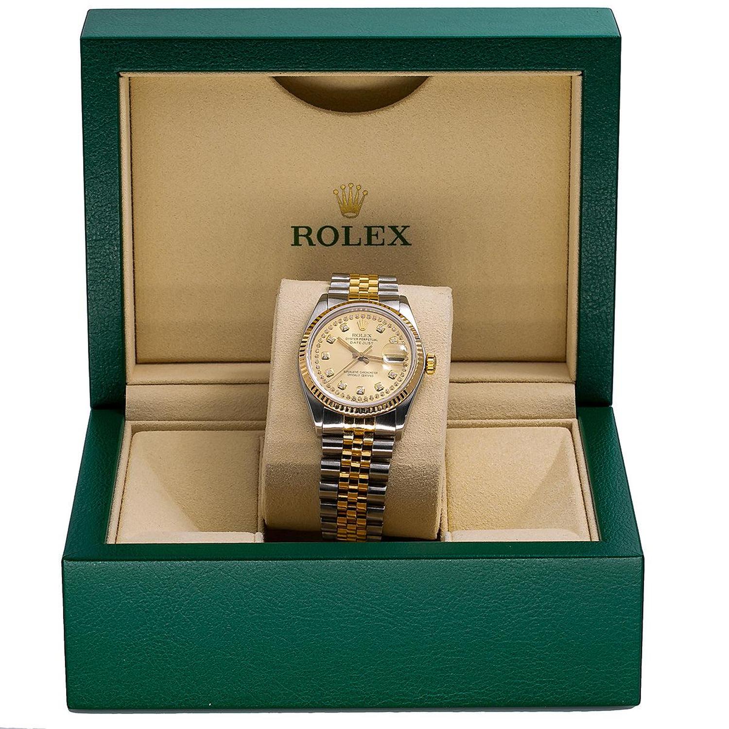 Rolex Datejust 36MM 16013 Champagne Diamond Dial Fluted Bezel Two Tone Yellow Gold Jubilee Bracelet - Image 6