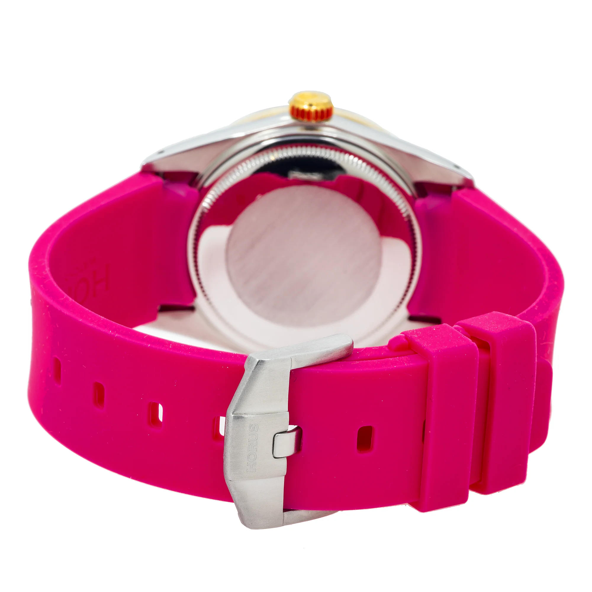 Rolex Datejust 36MM 16013 White Mother of Pearl Eastern Arabic Diamond Dial Diamond Bezel Magenta Rubber Strap - Image 6