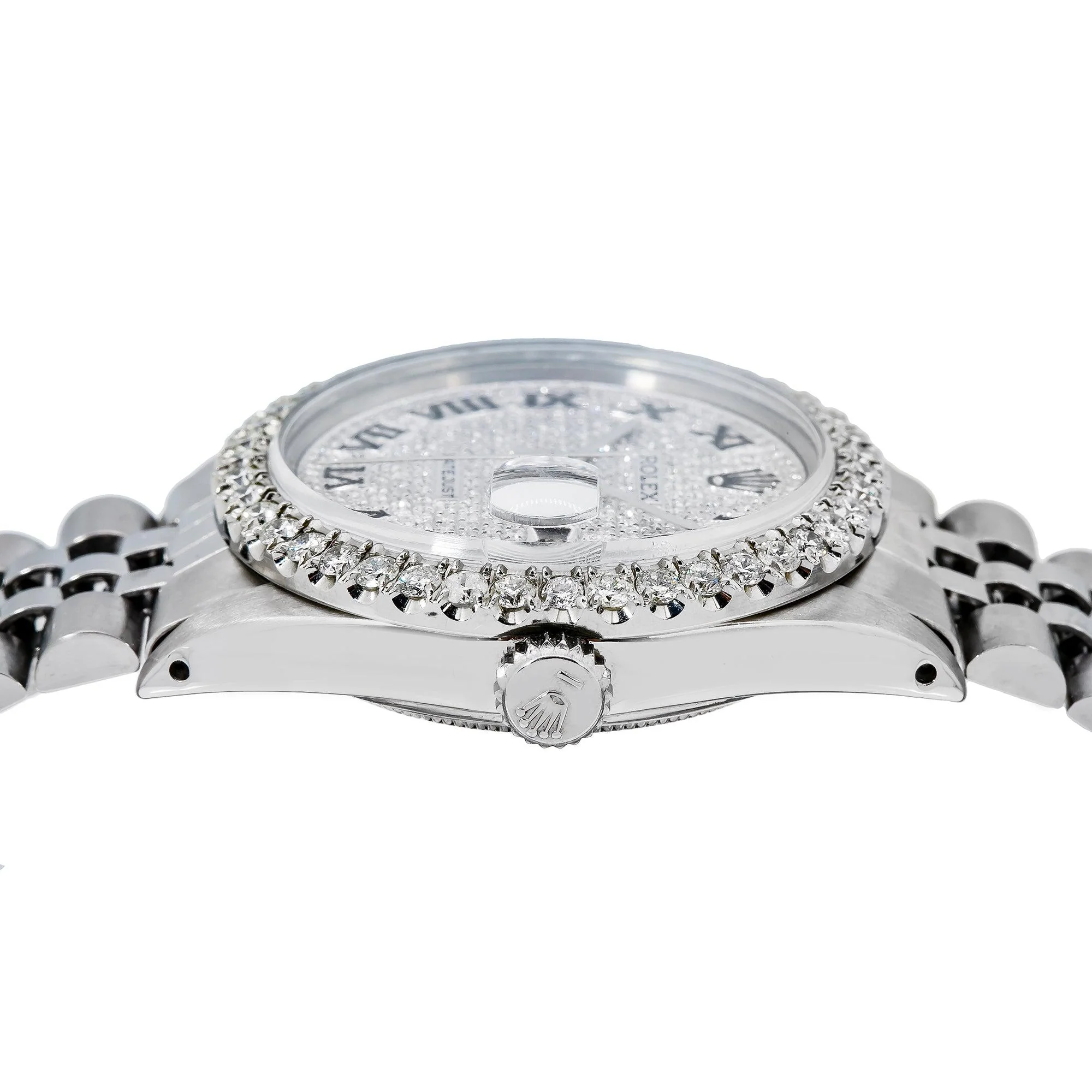 Rolex Datejust 36MM 16014 Diamond Paved Roman Dial Diamond Bezel Stainless Steel Jubilee Bracelet - Image 5