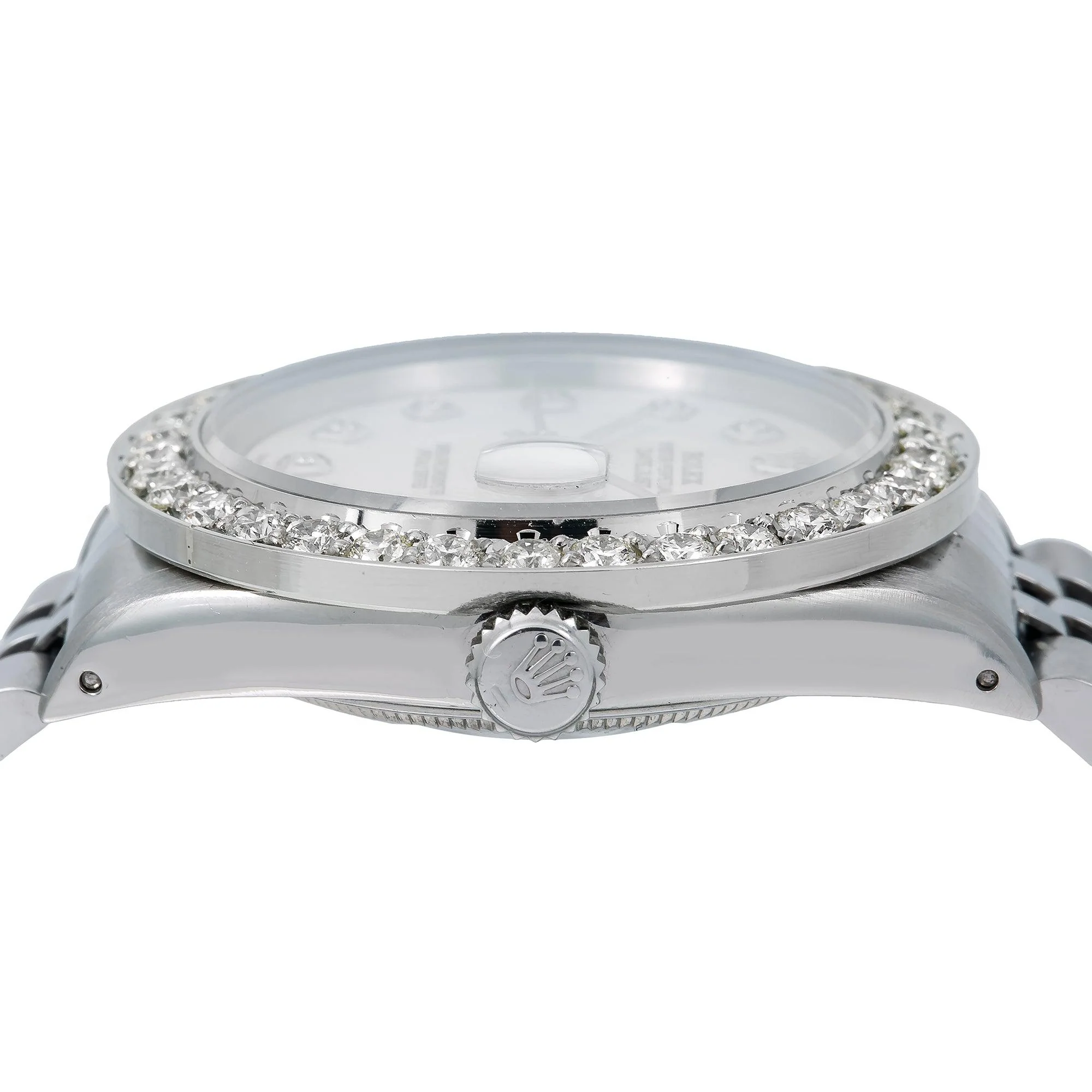 Rolex Datejust 36MM 16014 White Mother of Pearl Diamond Dial Diamond Bezel Stainless Steel Jubilee Bracelet - Image 4