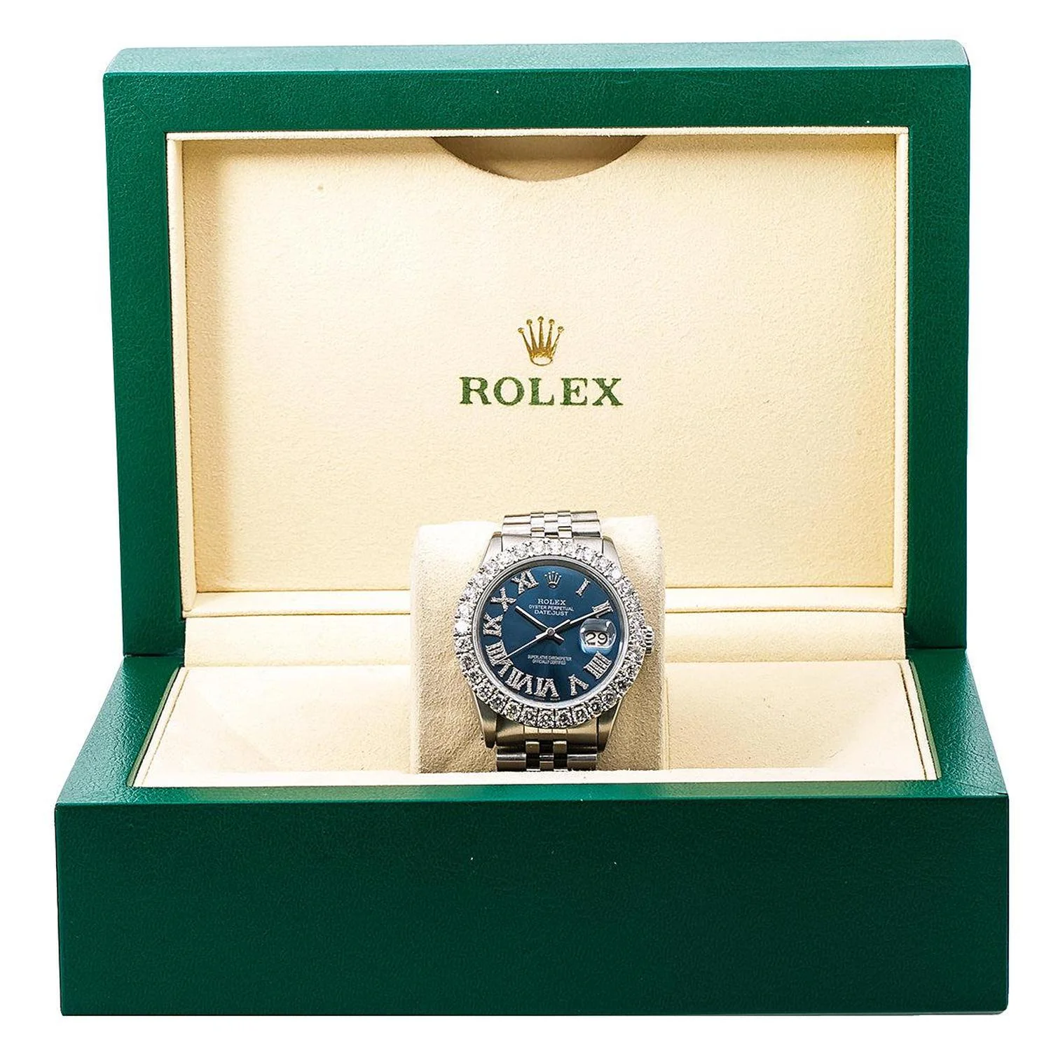 Rolex Datejust 36MM 16030 Blue Roman Diamond Dial Diamond Bezel Stainless Steel Jubilee Bracelet 3.25ct - Image 6