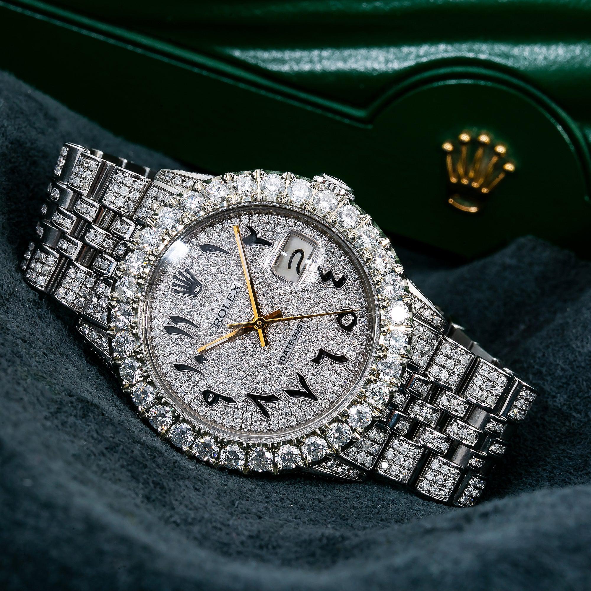 Rolex Datejust 36MM 16030 Diamond Paved Eastern Arabic Dial Diamond Bezel Stainless Steel Full Diamond Jubilee Bracelet 8.75ct - Image 2