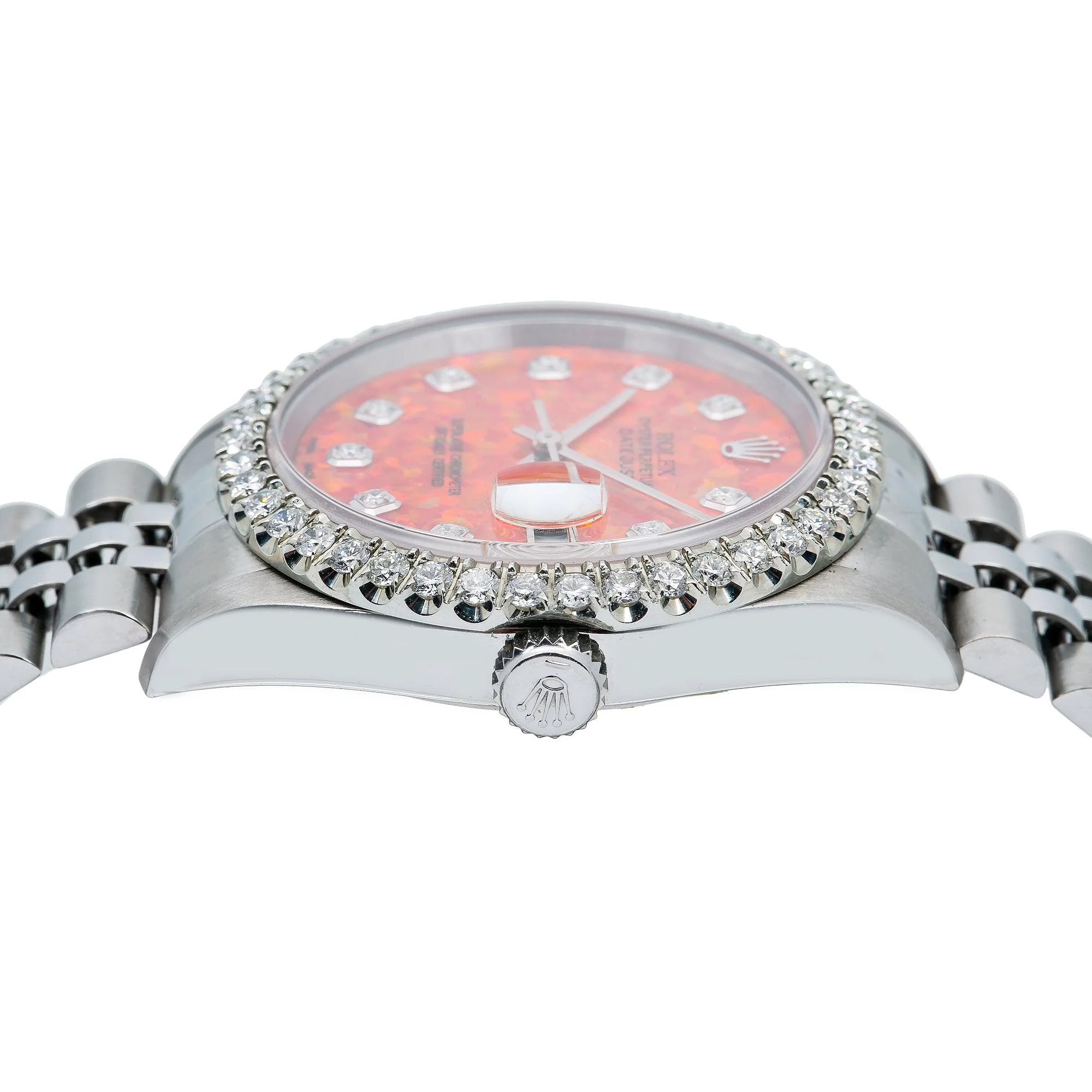 Rolex Datejust 36MM 16200 Red Diamond Dial Diamond Bezel Stainless Steel Jubilee Bracelet - Image 5