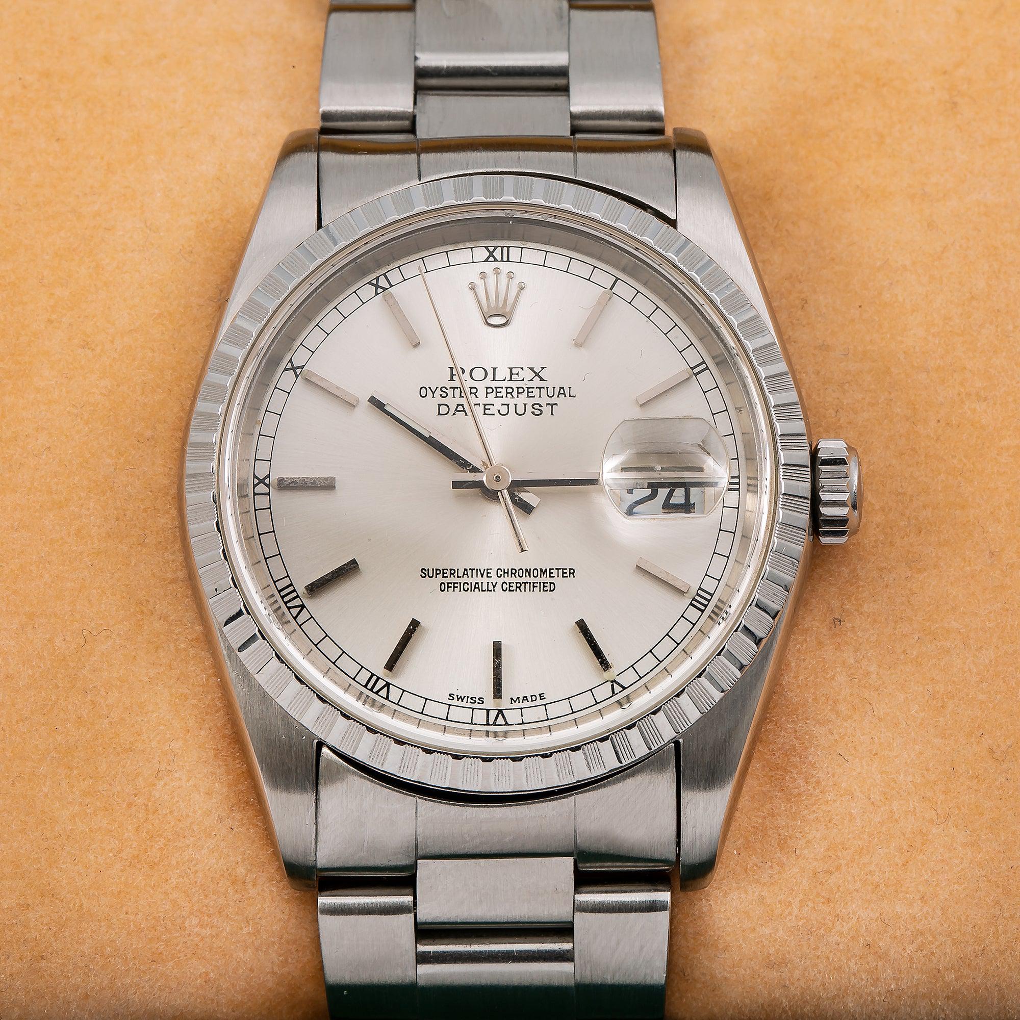 Rolex Datejust 36MM 16220 Silver Dial Engine Turned Bezel Stainless Steel Oyster Bracelet - Image 2