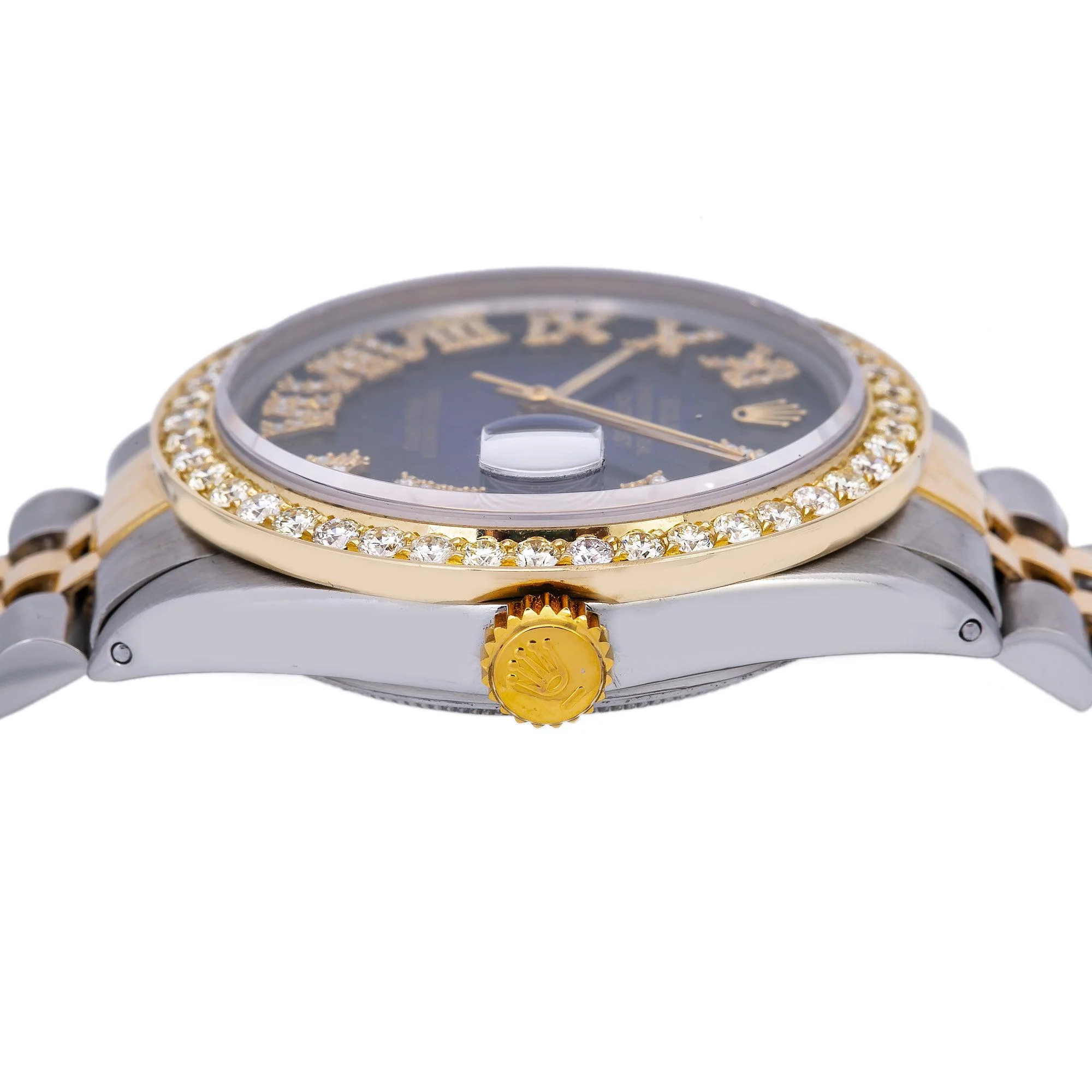 Rolex Datejust 36MM 16233 Blue Roman Diamond Dial Diamond Bezel Two Tone Yellow Gold Jubilee Bracelet 1.35ct - Image 4