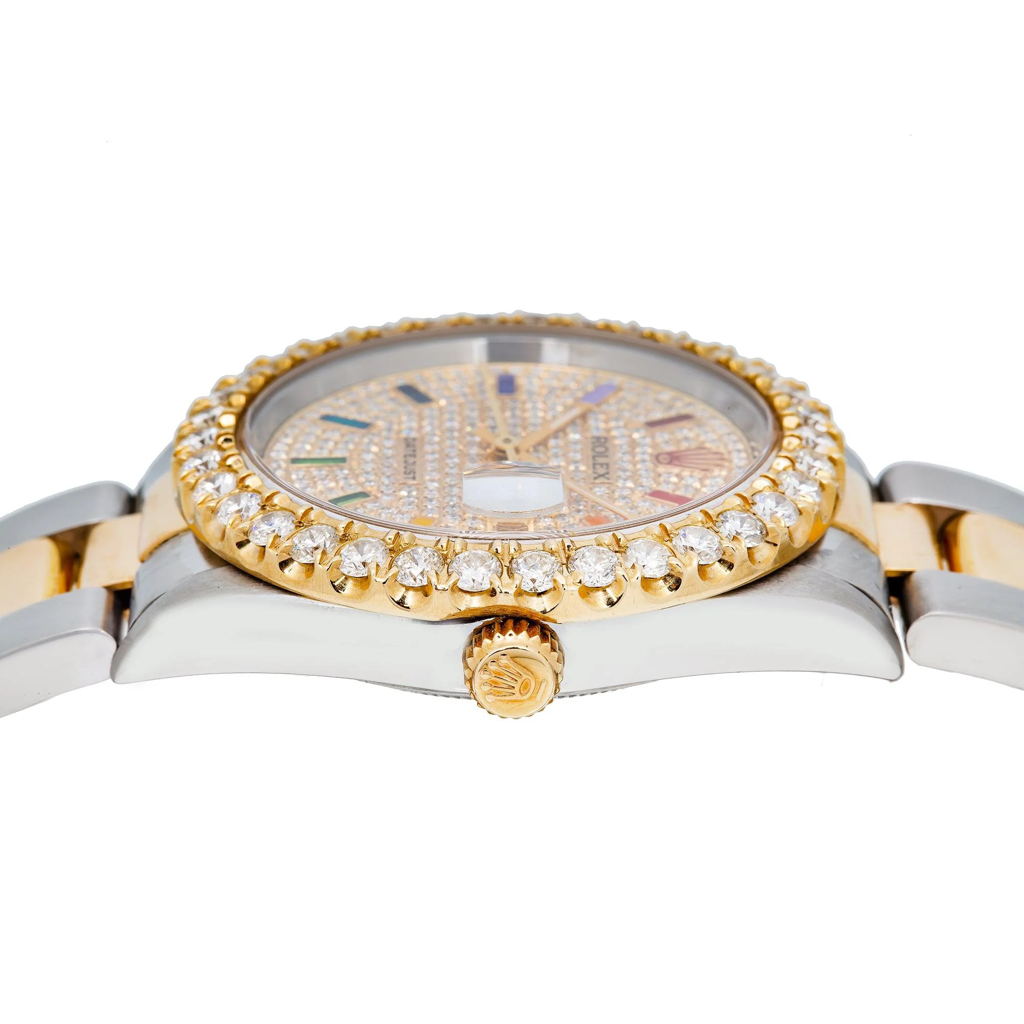 Rolex Datejust 36MM 16233 Diamond Paved Rainbow Hour Dial Diamond Bezel Two Tone Yellow Gold Oyster Bracelet - Image 5