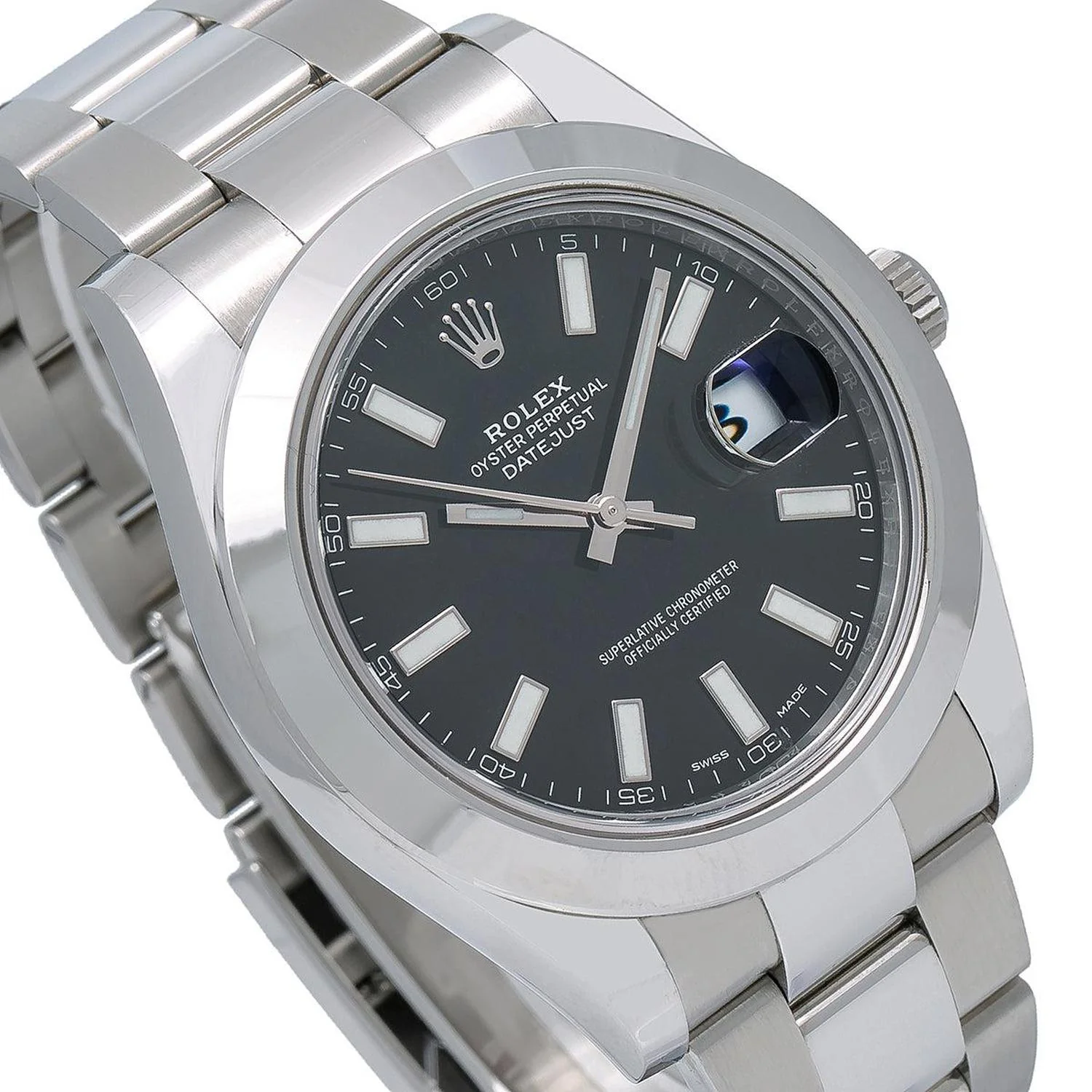 Rolex Datejust 41MM 116300 Black Dial Smooth Bezel Stainless Steel Oyster Bracelet - Image 4