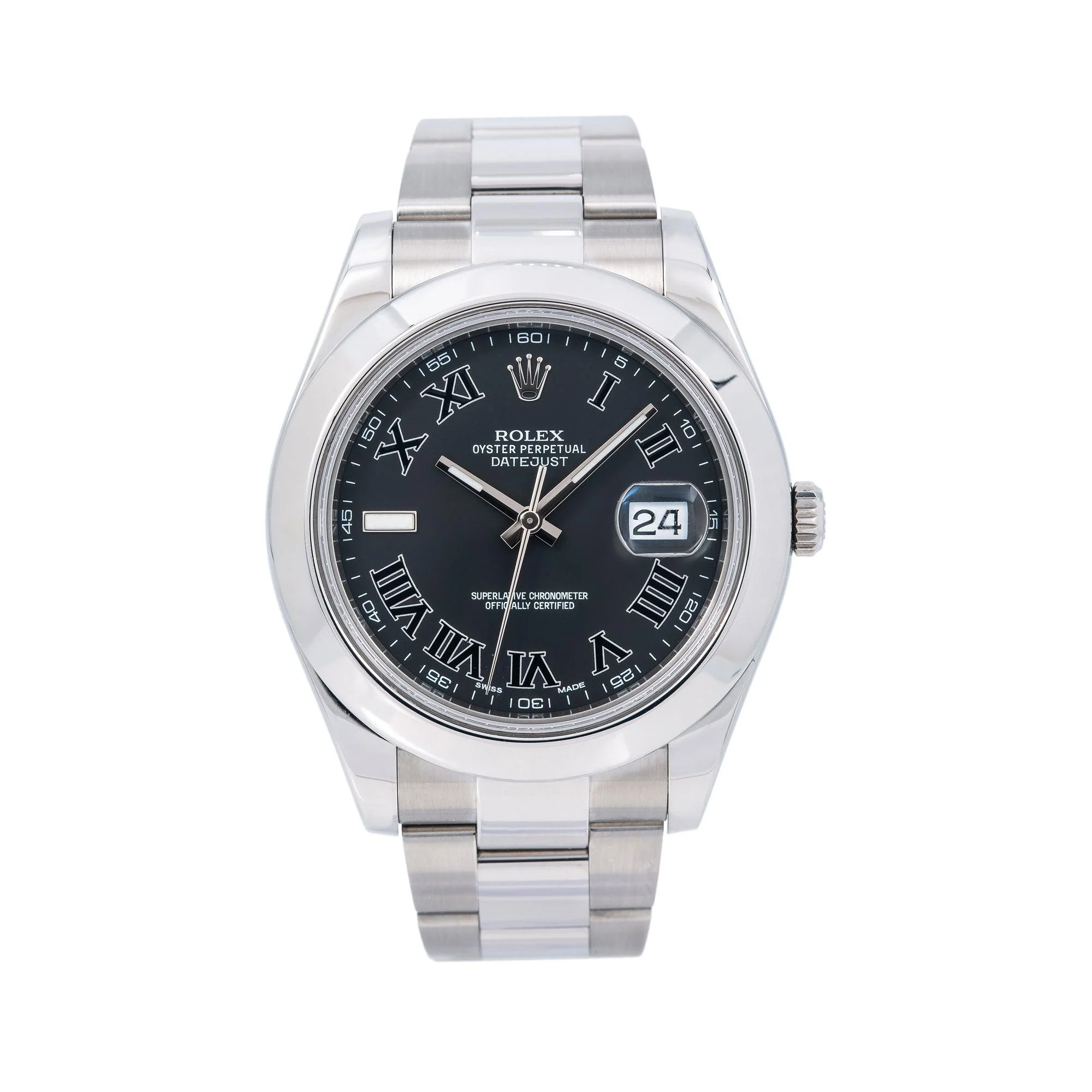 Rolex Datejust 41MM 116300 Black Roman Dial Smooth Bezel Stainless Steel Oyster Bracelet