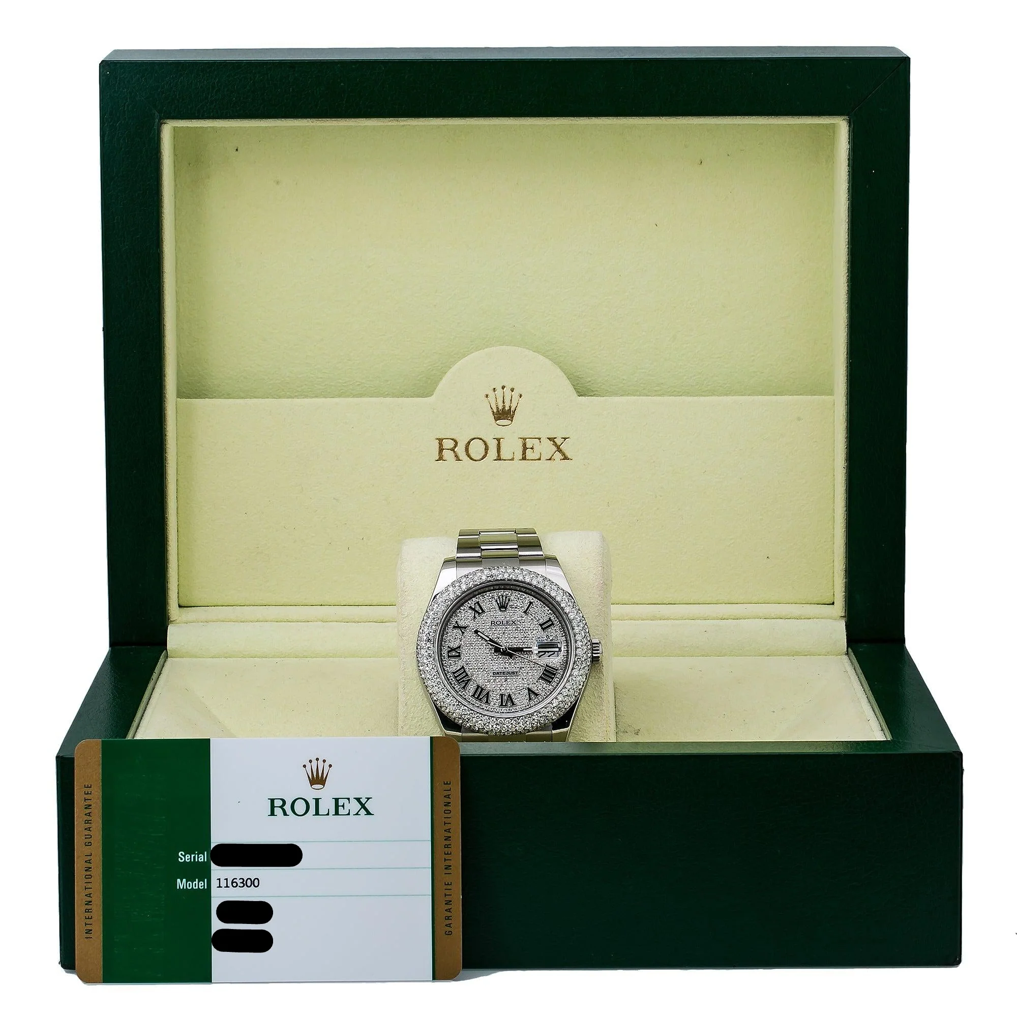 Rolex Datejust 41MM 116300 Diamond Paved Roman Dial Diamond Bezel Stainless Steel Oyster Bracelet - Image 7