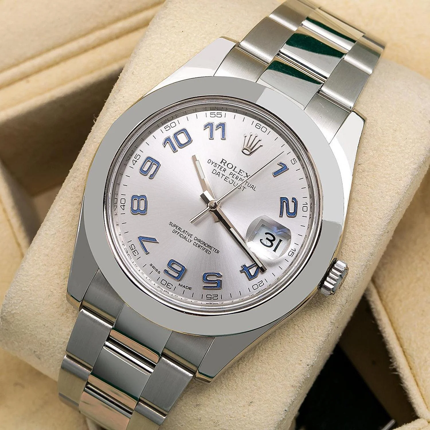 Rolex Datejust 41MM 116300 Silver Arabic Dial Smooth Bezel Stainless Steel Oyster Bracelet - Image 2