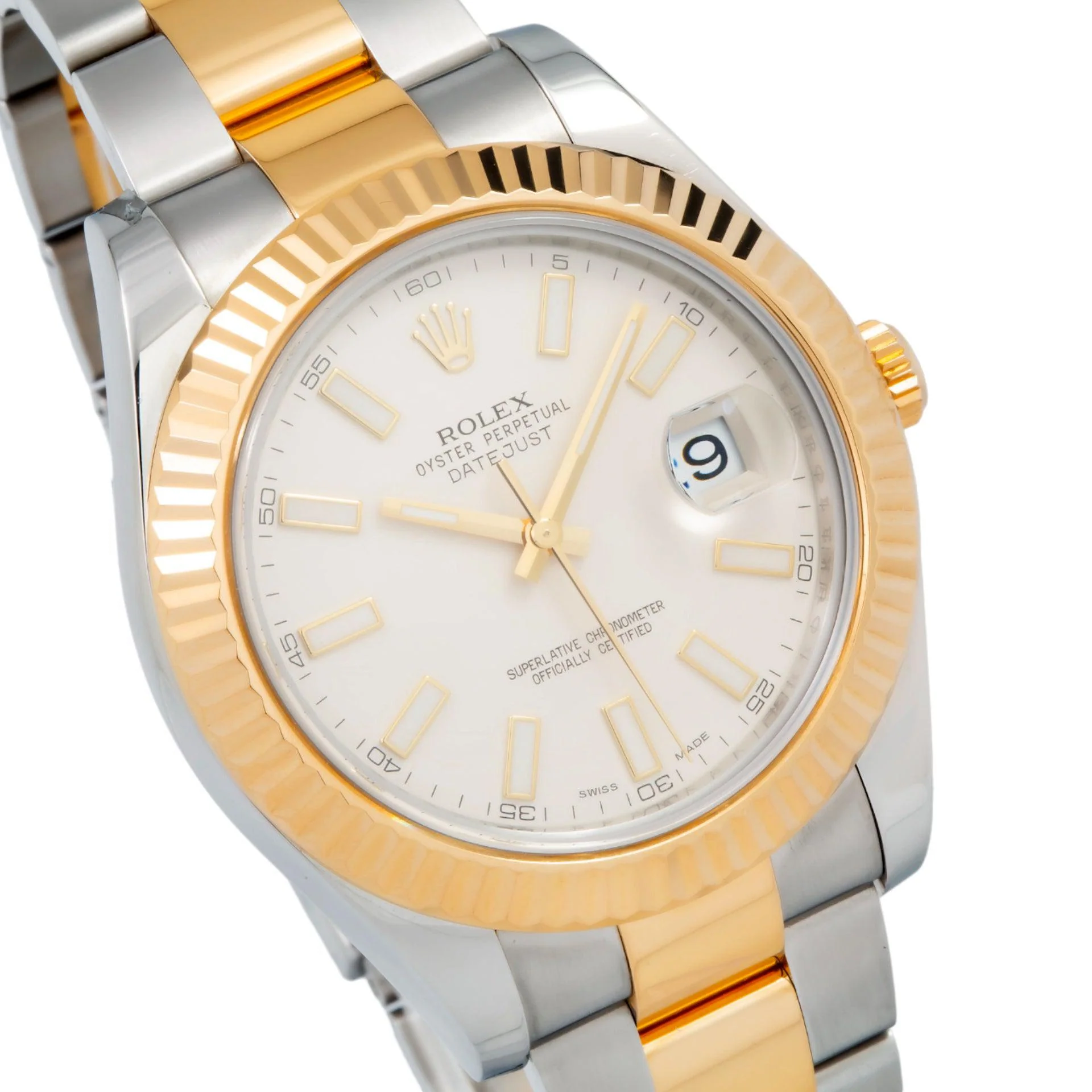 Rolex Datejust 41MM 116333 White Dial Fluted Bezel Two Tone Yellow Gold Oyster Bracelet - Image 3