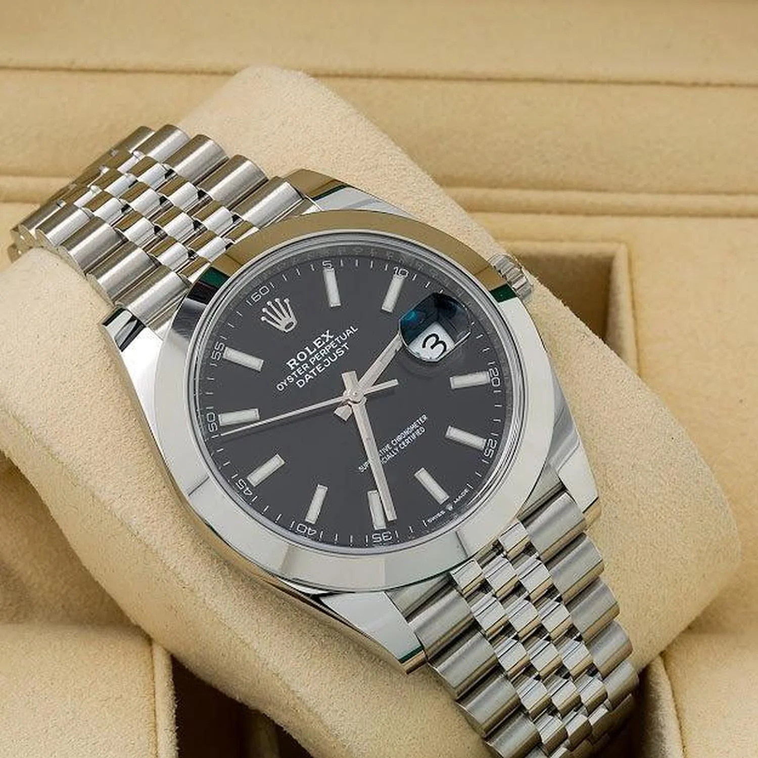 Rolex Datejust 41MM 126300 Black Dial Smooth Bezel Stainless Steel Jubilee Bracelet - Image 2
