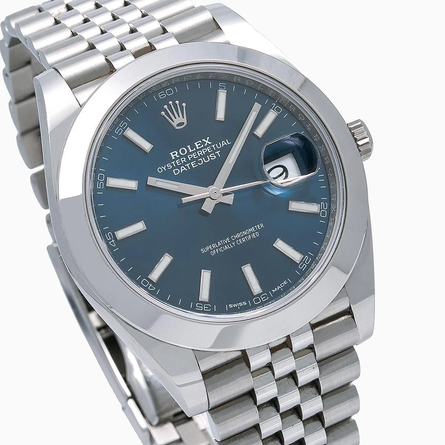 Rolex Datejust 41MM 126300 Blue Dial Smooth Bezel Stainless Steel Jubilee Bracelet - Image 3