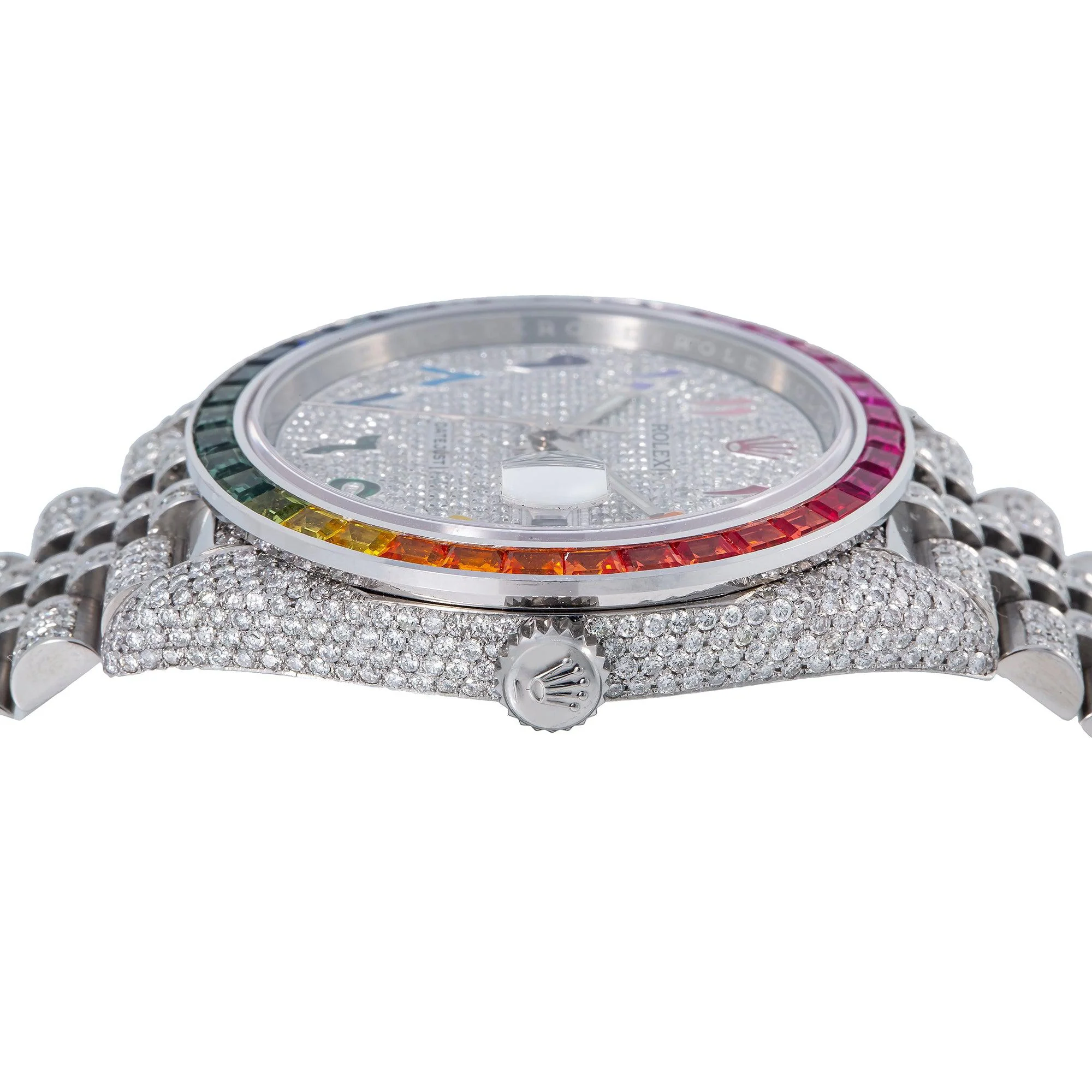 Rolex Datejust 41MM 126300 Diamond Paved Rainbow Eastern Arabic Dial Rainbow Gemstone Bezel Stainless Steel Full Diamond Jubilee Bracelet 14.75ct - Image 6