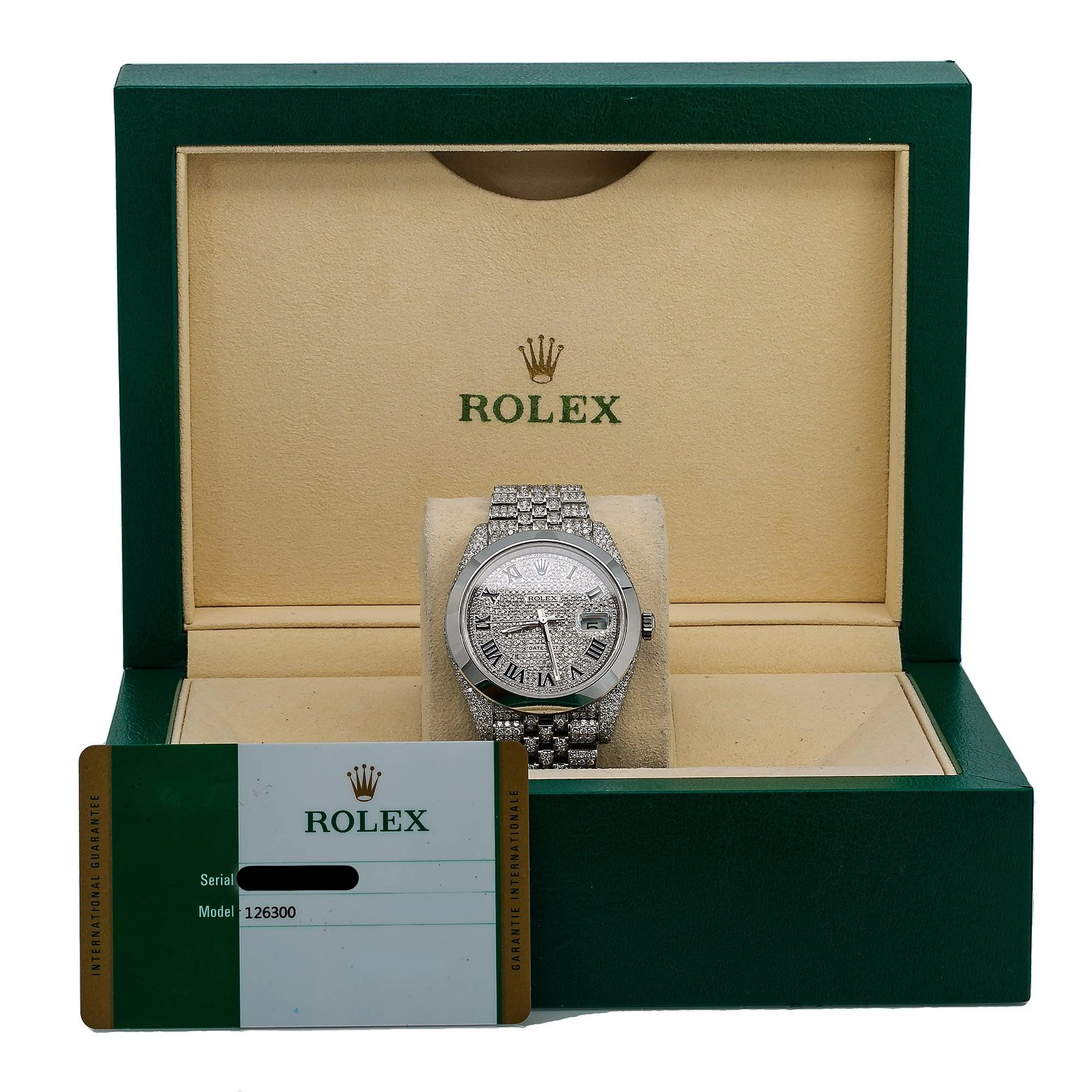 Rolex Datejust 41MM 126300 Diamond Paved Roman Dial Smooth Bezel Stainless Steel Full Diamond Jubilee Bracelet - Image 6