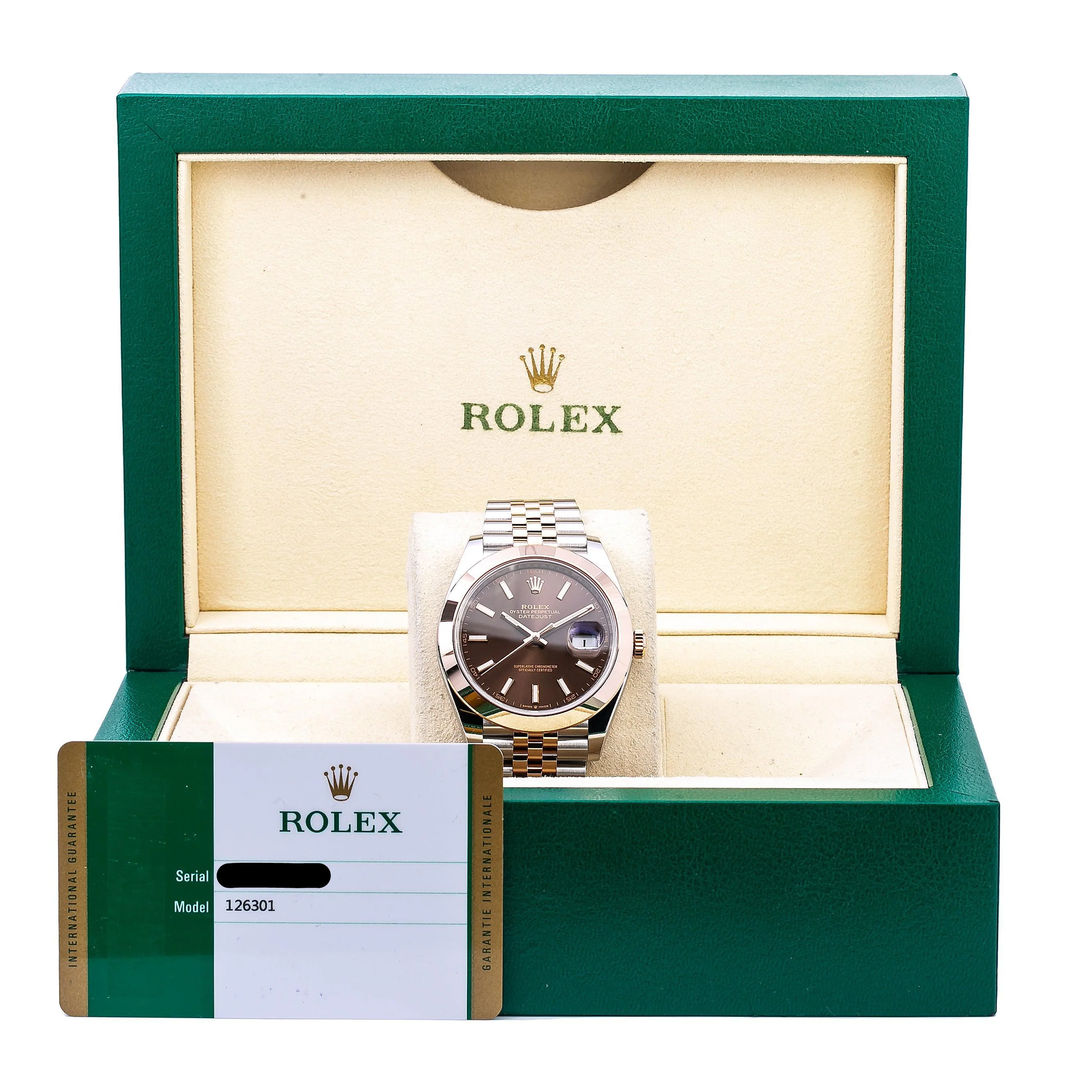 Rolex Datejust 41MM 126301 Chocolate Dial Smooth Bezel Two Tone Rose Gold Jubilee Bracelet - Image 6