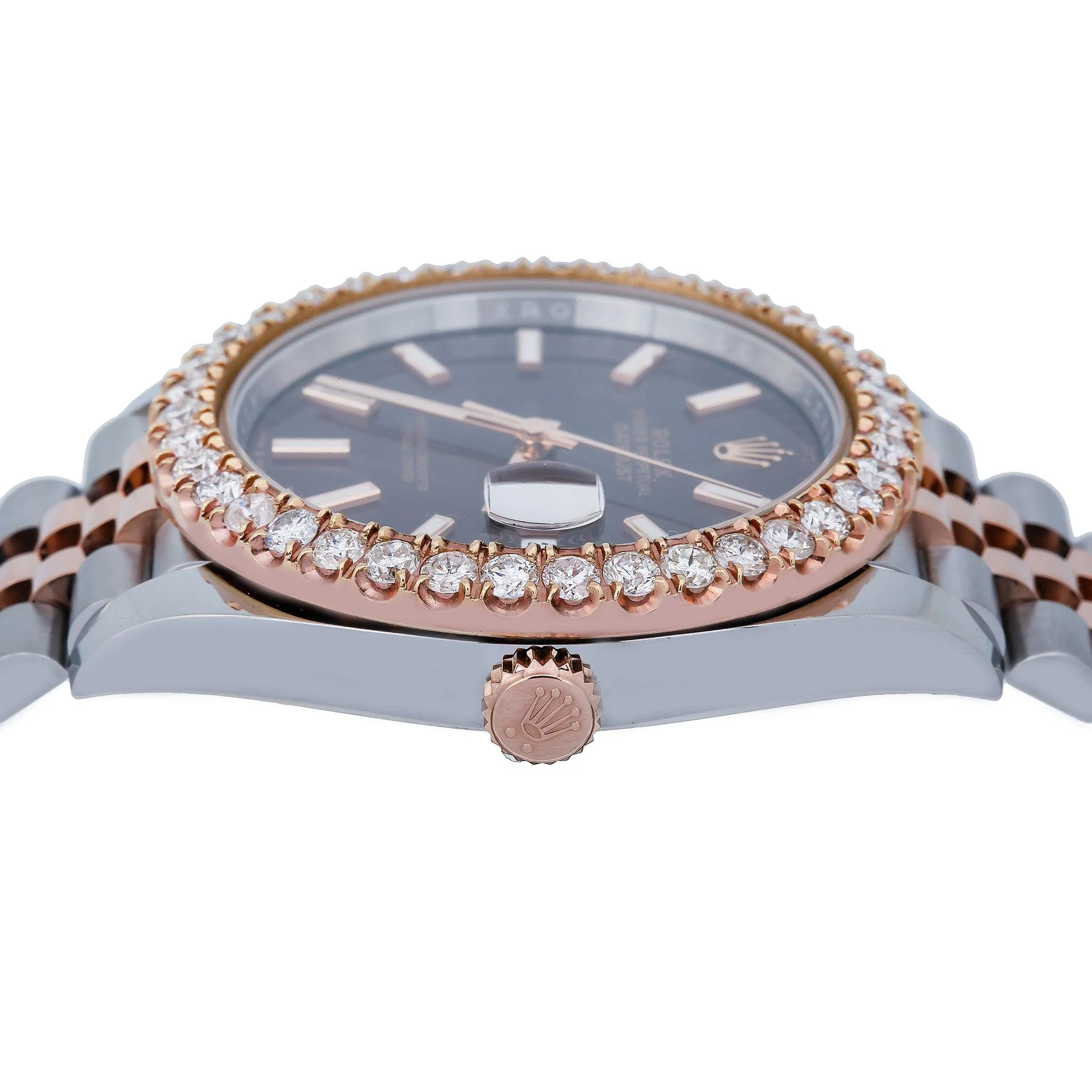 Rolex Datejust 41MM 126331 Chocolate Diamond Dial Diamond Bezel Two Tone Rose Gold Jubilee Bracelet - Image 4