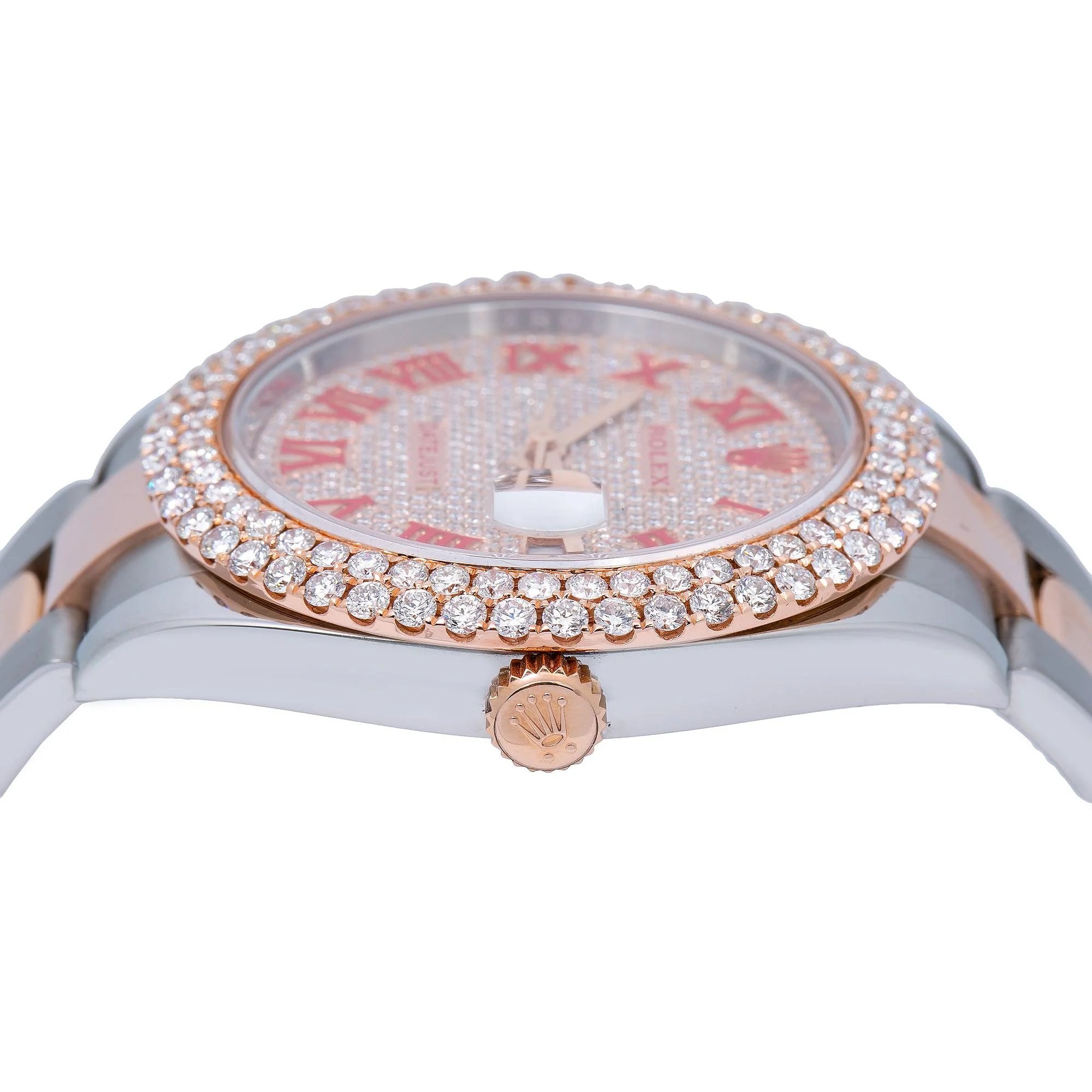 Rolex Datejust 41MM 126331 Diamond Paved Red Roman Dial Diamond Bezel Two Tone Rose Gold Oyster Bracelet - Image 5