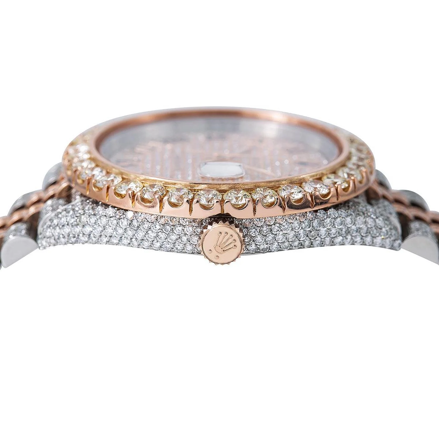Rolex Datejust 41MM 126331 Diamond Paved Roman Dial Diamond Bezel Two Tone Rose Gold Full Diamond Jubilee Bracelet 22.5ct - Image 4