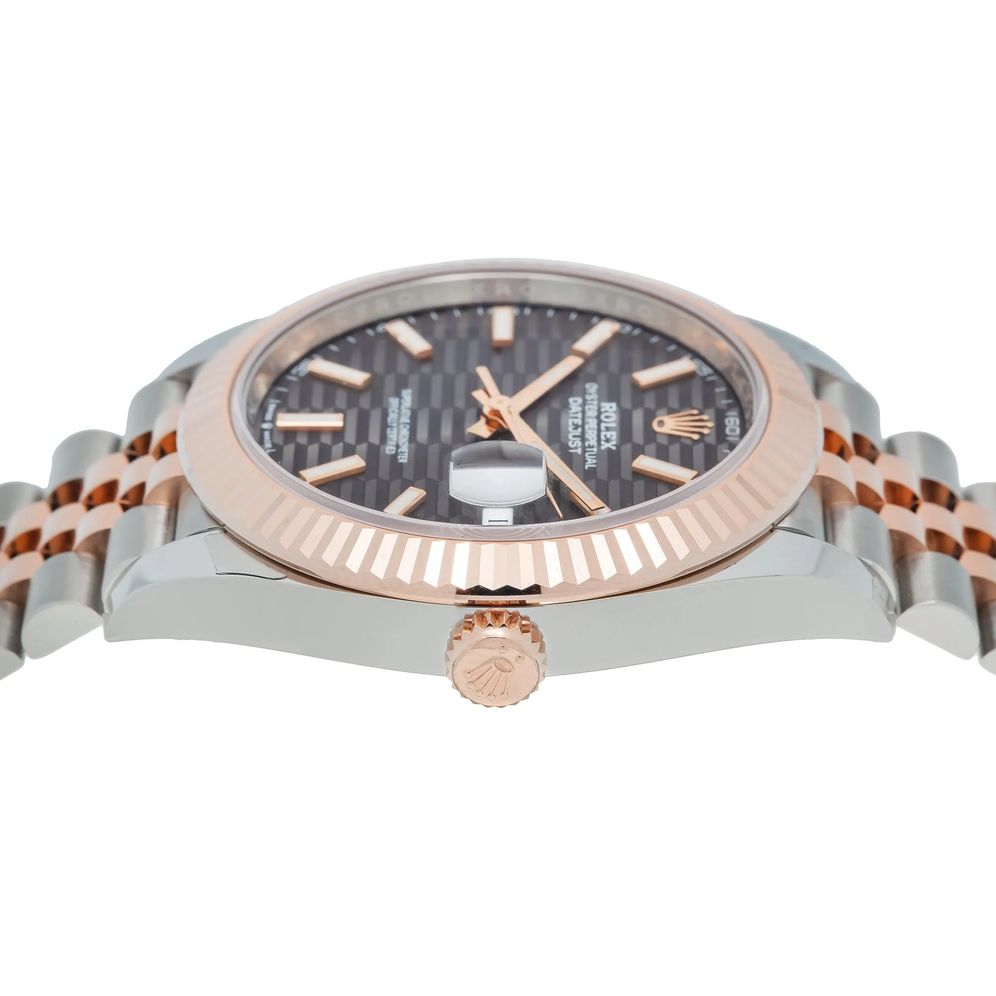 Rolex Datejust 41MM 126331 Gray Motif Dial Fluted Bezel Two Tone Rose Gold Jubilee Bracelet - Image 4