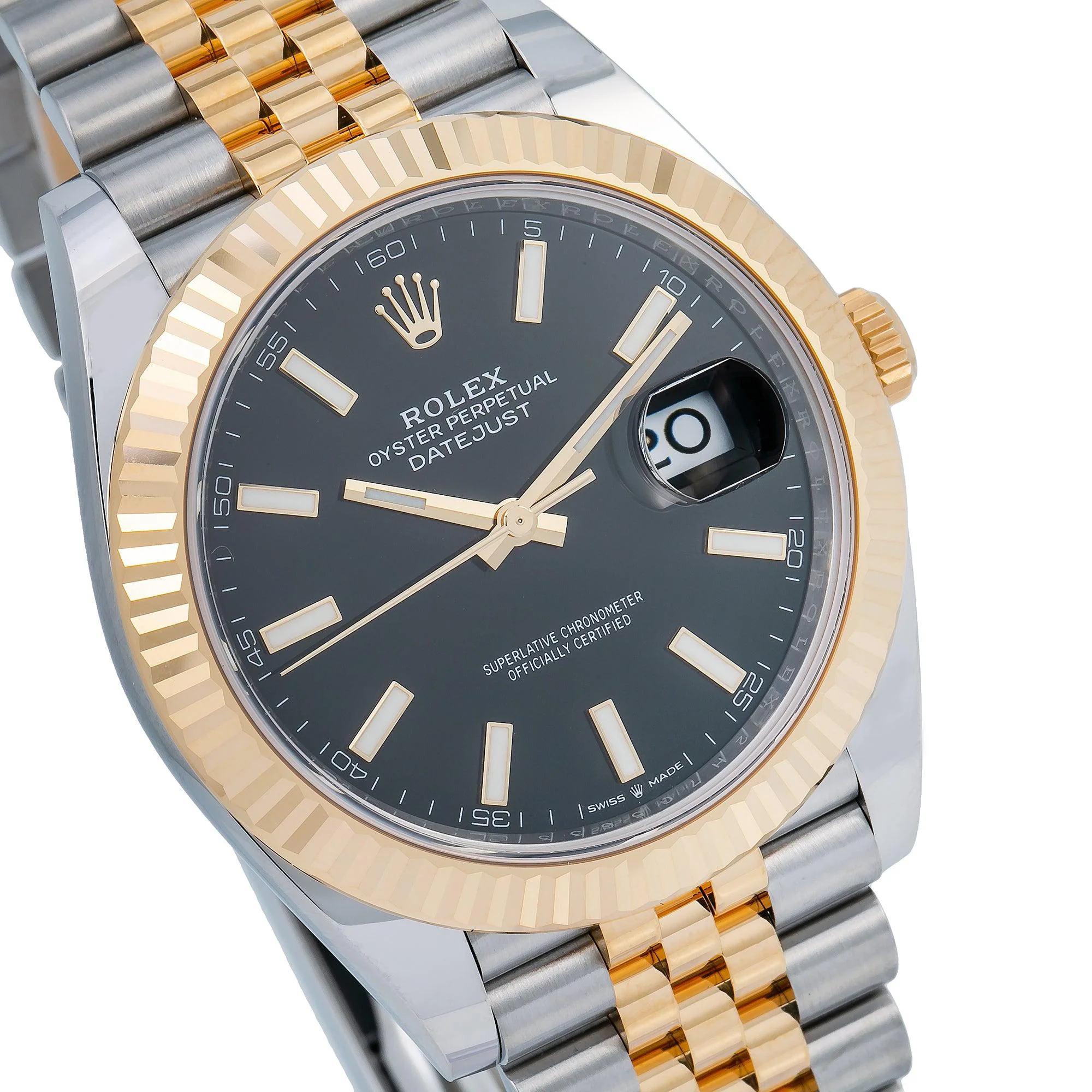 Rolex Datejust 41MM 126333 Black Dial Fluted Bezel Two Tone Yellow Gold Jubilee Bracelet - Image 4