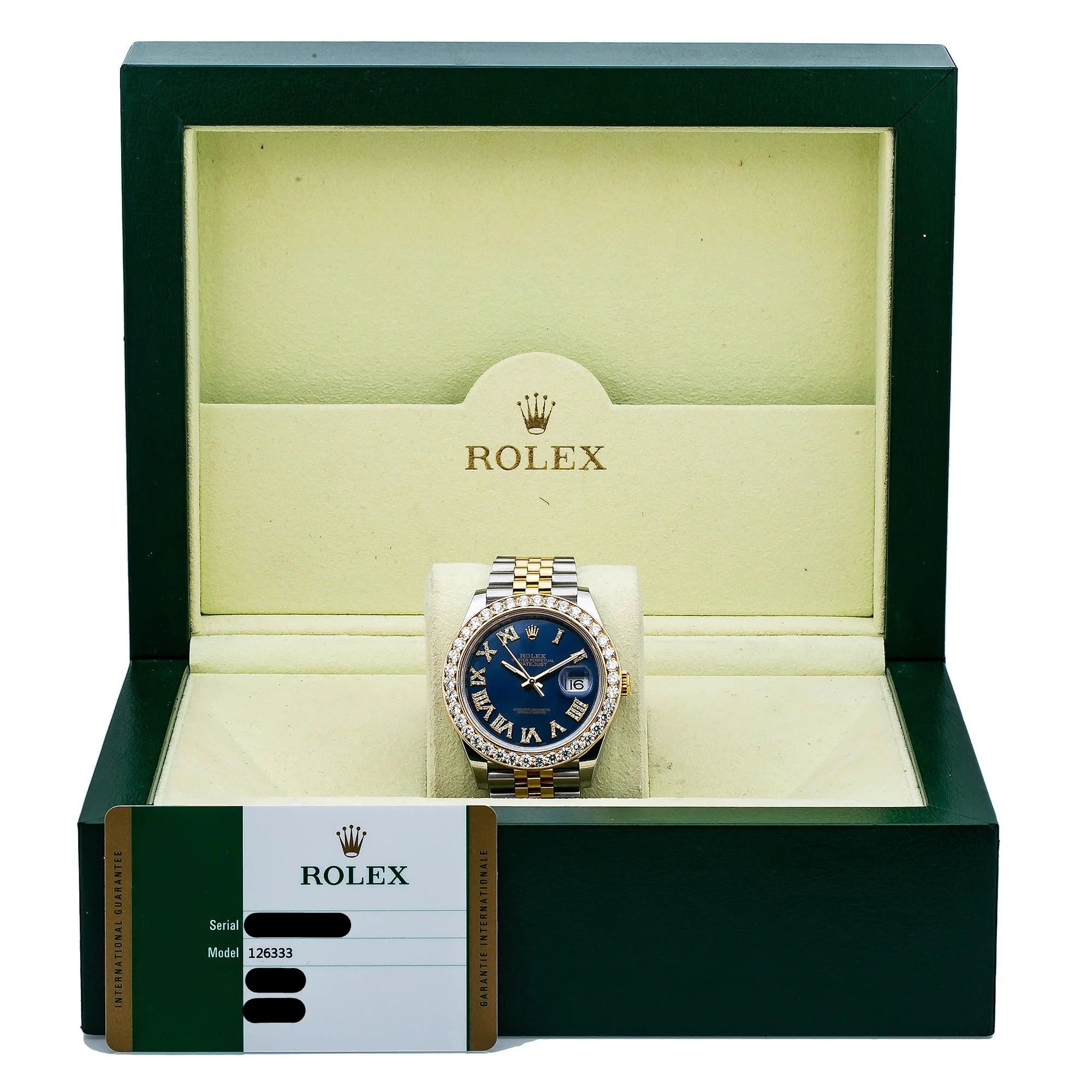 Rolex Datejust 41MM 126333 Blue Roman Diamond Dial Diamond Bezel Two Tone Yellow Gold Jubilee Bracelet - Image 7