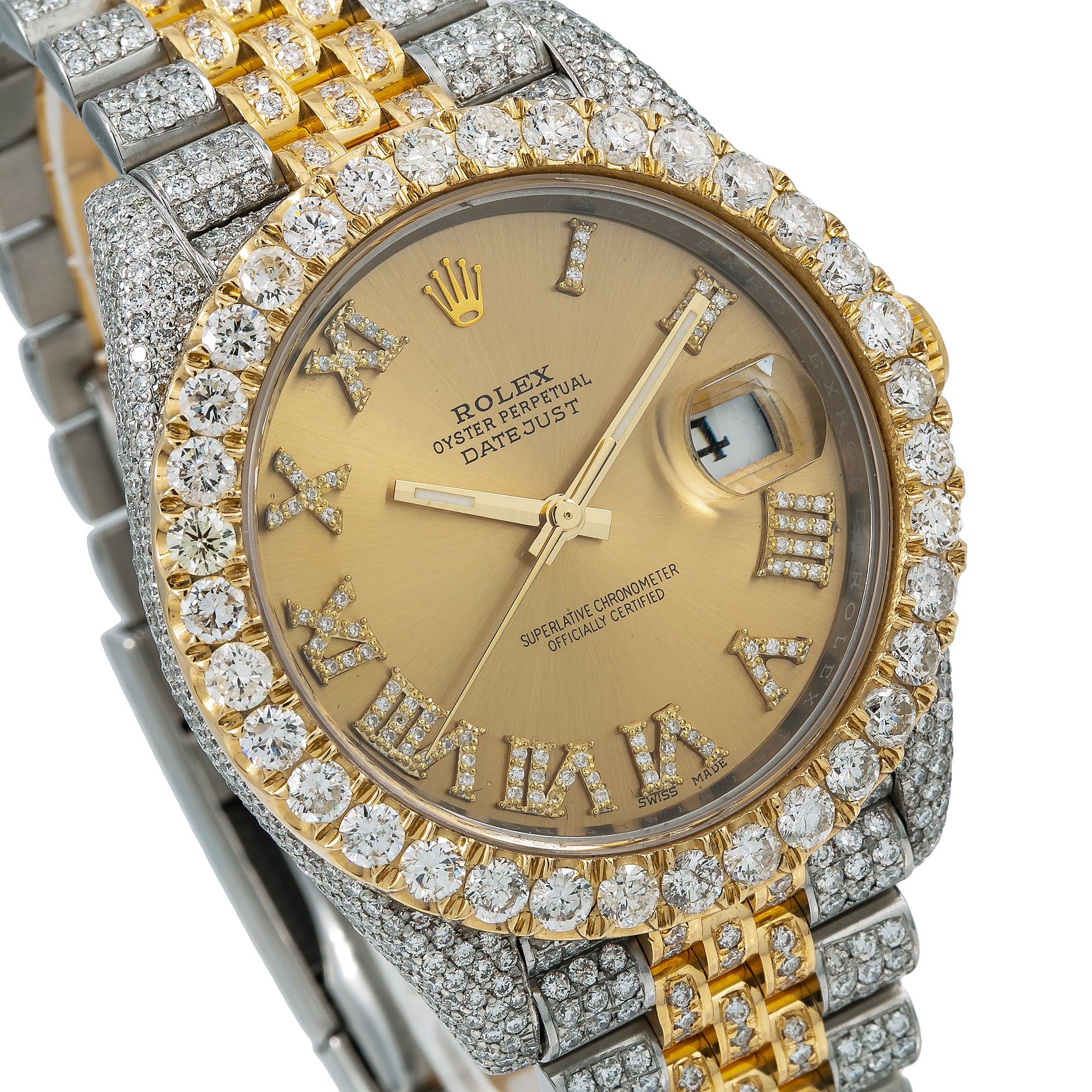 Rolex Datejust 41MM 126333 Champagne Roman Diamond Dial Diamond Bezel Two Tone Yellow Gold Full Diamond Jubilee Bracelet - Image 3