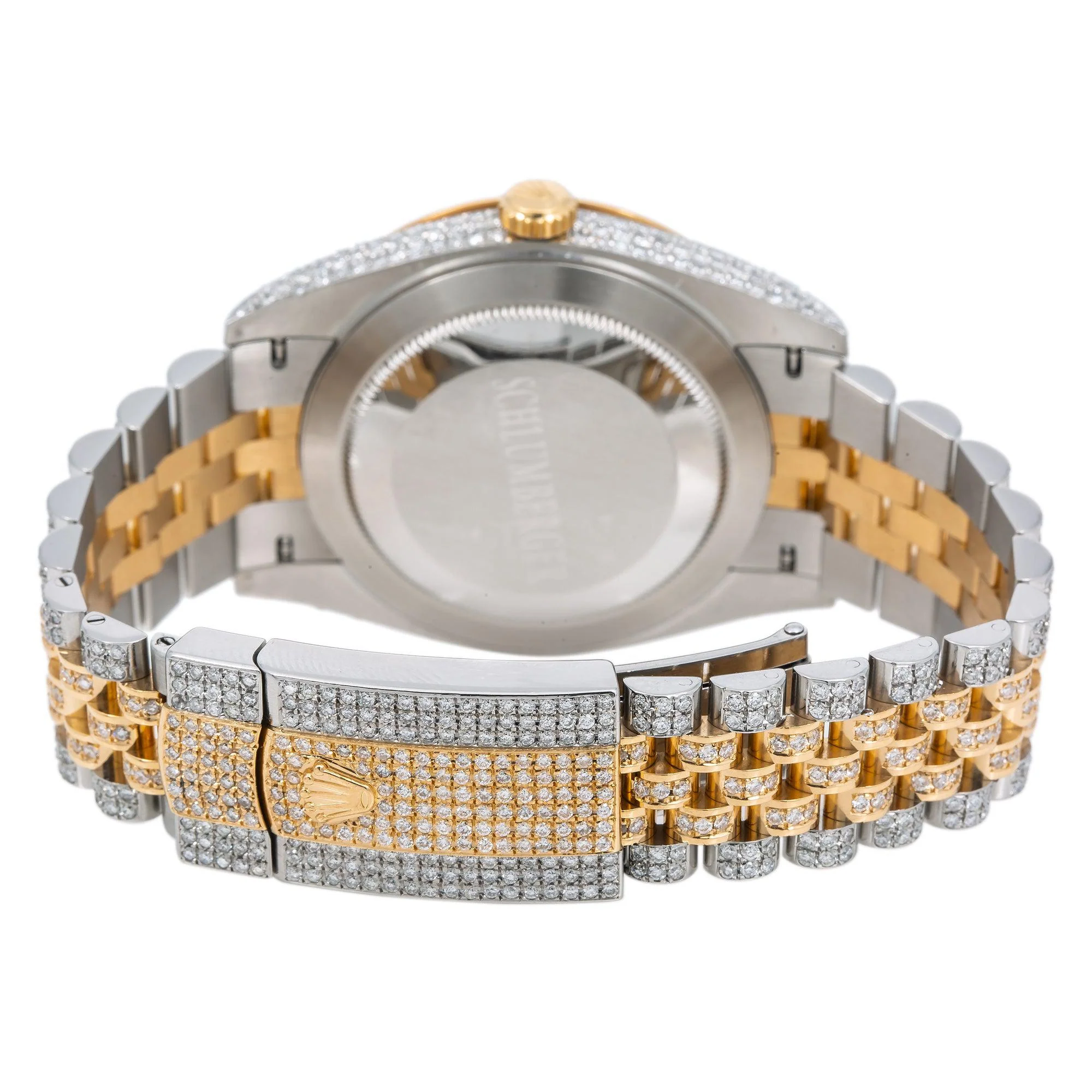 Rolex Datejust 41MM 126333 Diamond Paved Red Roman Dial Fluted Bezel Two Tone Yellow Gold Full Diamond Jubilee Bracelet - Image 4