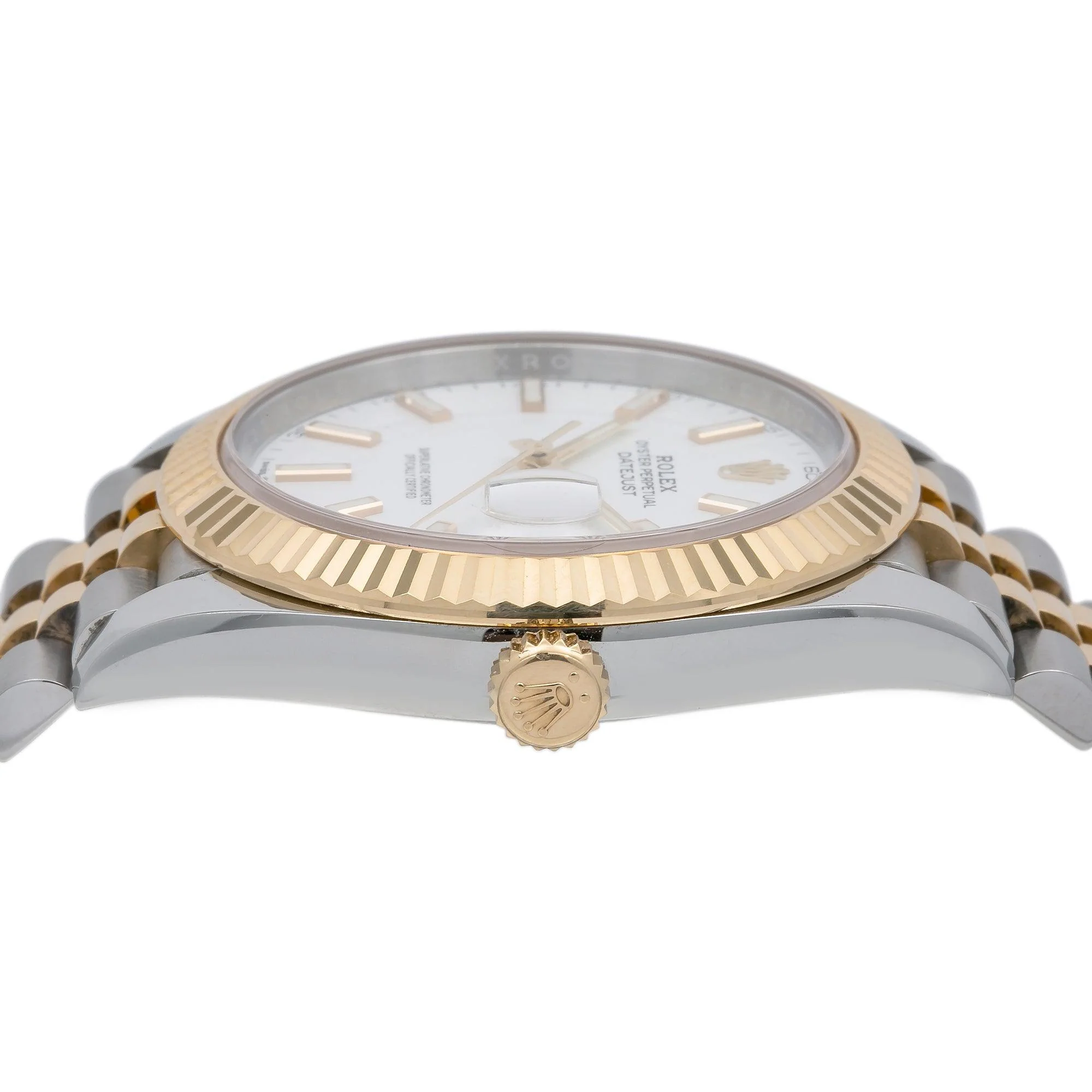 Rolex Datejust 41MM 126333 White Dial Fluted Bezel Two Tone Yellow Gold Jubilee Bracelet - Image 4