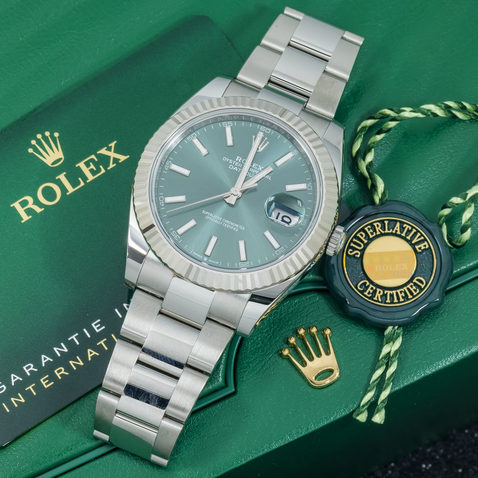 Rolex Datejust 41MM 126334 Green Dial Fluted Bezel Stainless Steel Oyster Bracelet - Image 2