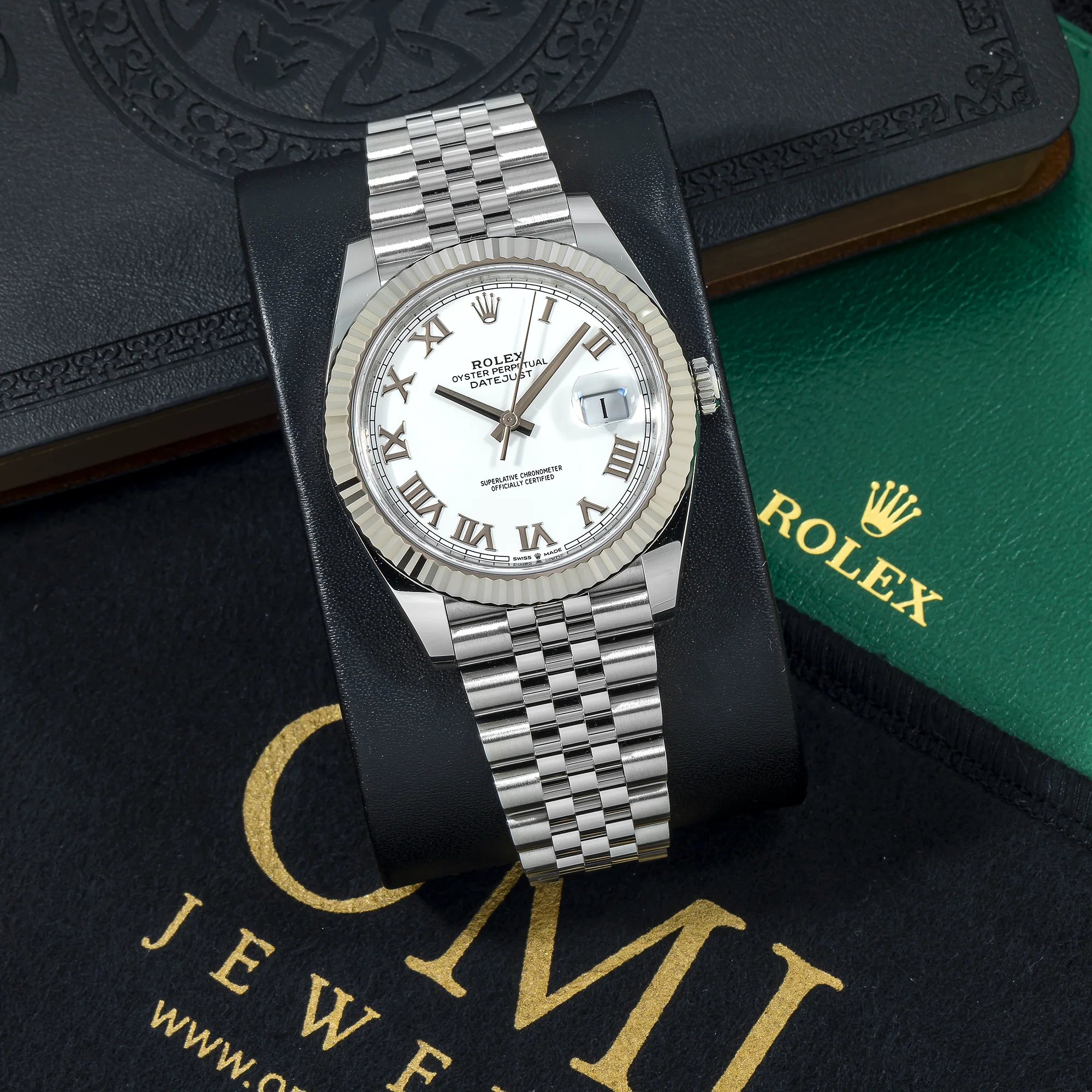Rolex Datejust 41MM 126334 White Roman Dial Fluted Bezel Stainless Steel Jubilee Bracelet - Image 4