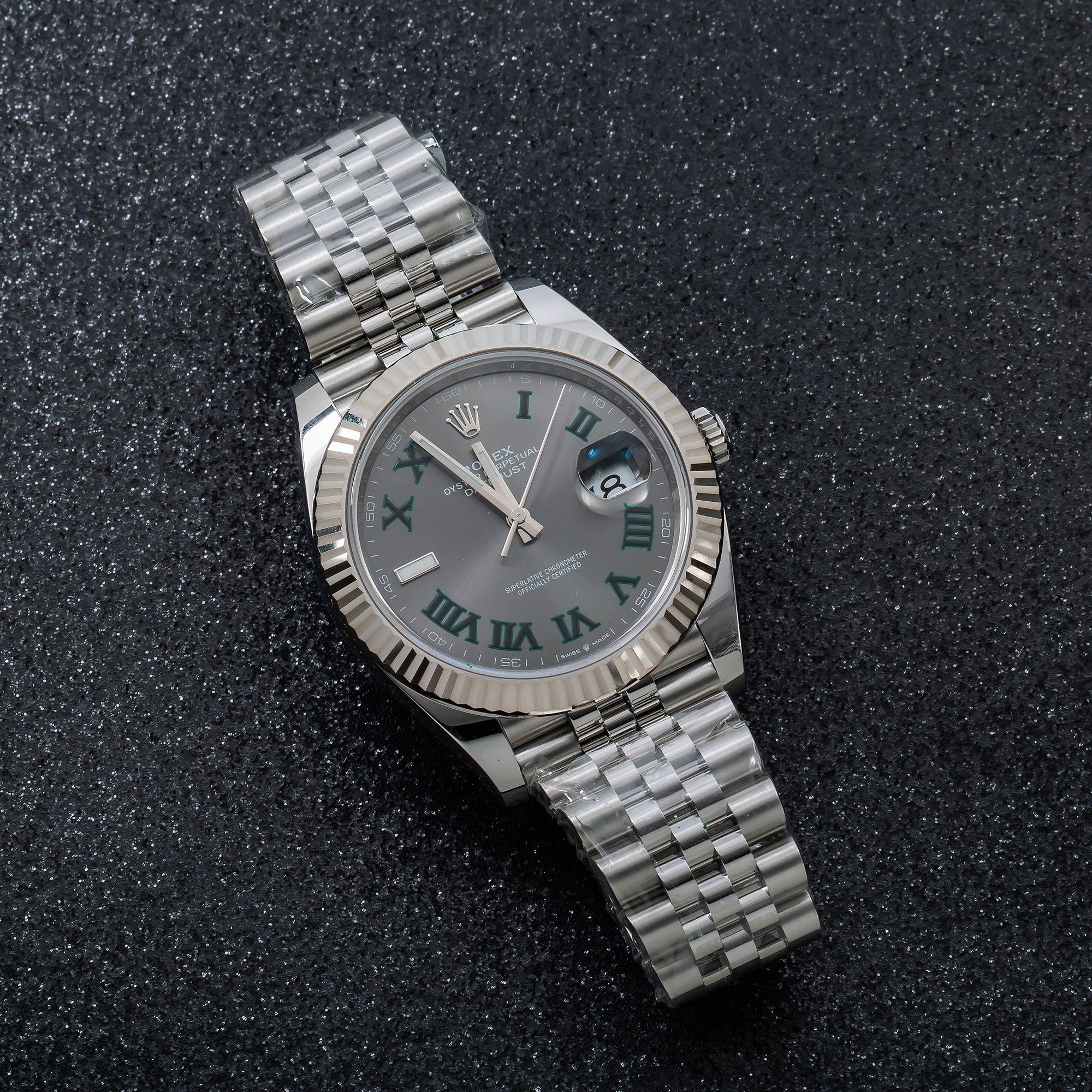 Rolex Datejust 41MM 126334 Wimbledon Gray Roman Dial Fluted Bezel Stainless Steel Jubilee Bracelet - Image 4