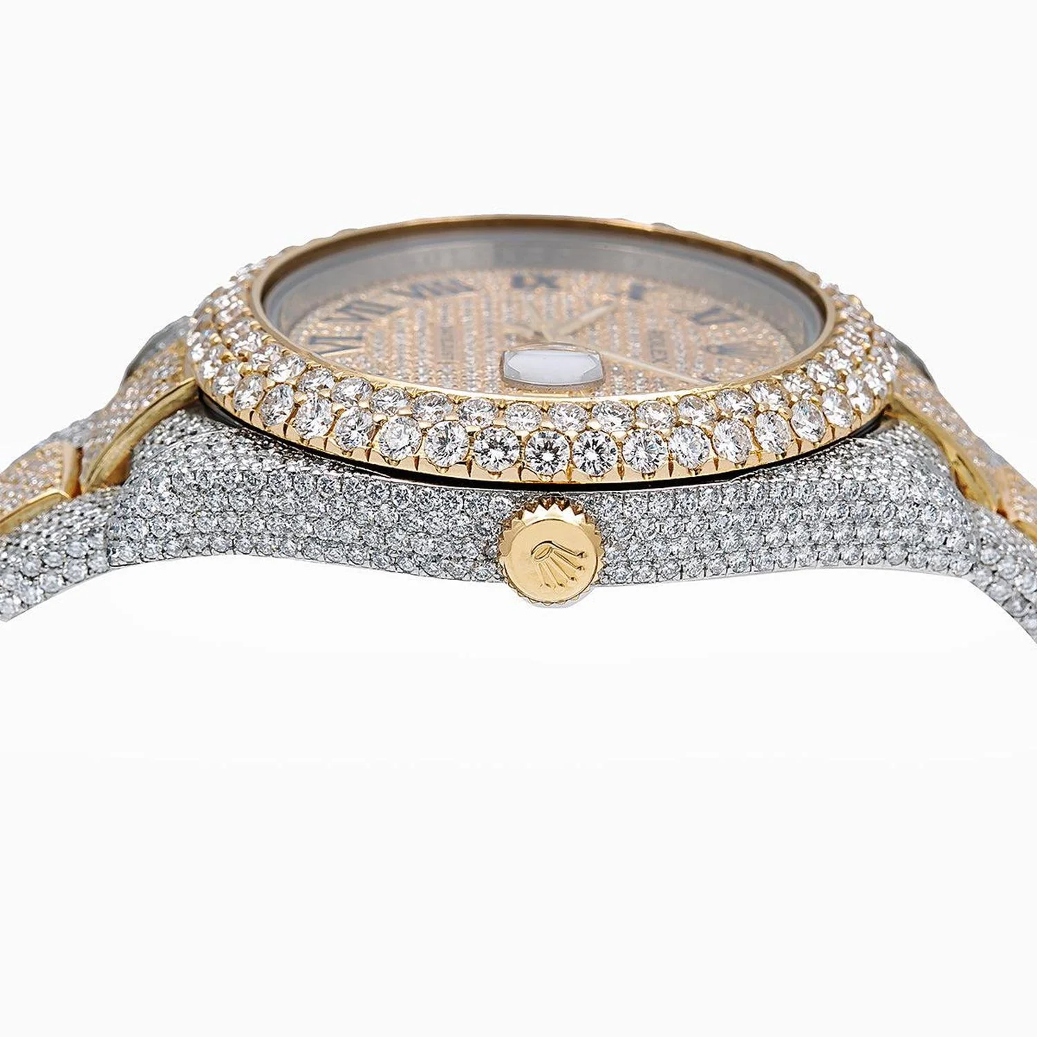 Rolex Datejust II 41MM 116333 Diamond Paved Roman Dial Diamond Bezel Two Tone Yellow Gold Full Diamond Oyster Bracelet 22.75ct - Image 4