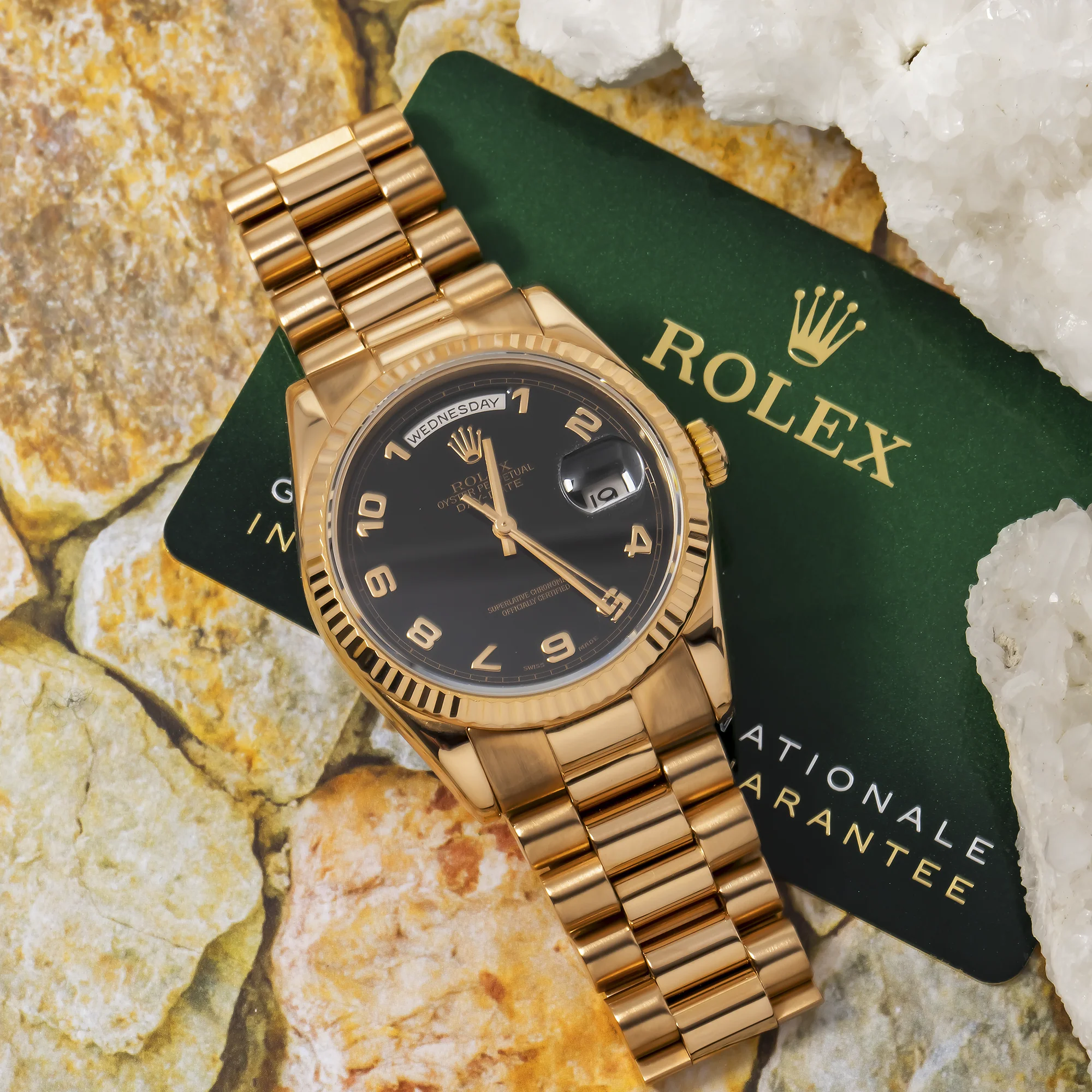 Rolex Day-Date 36MM 118235 Black Arabic Dial Fluted Bezel 18K Rose Gold President Bracelet - Image 5