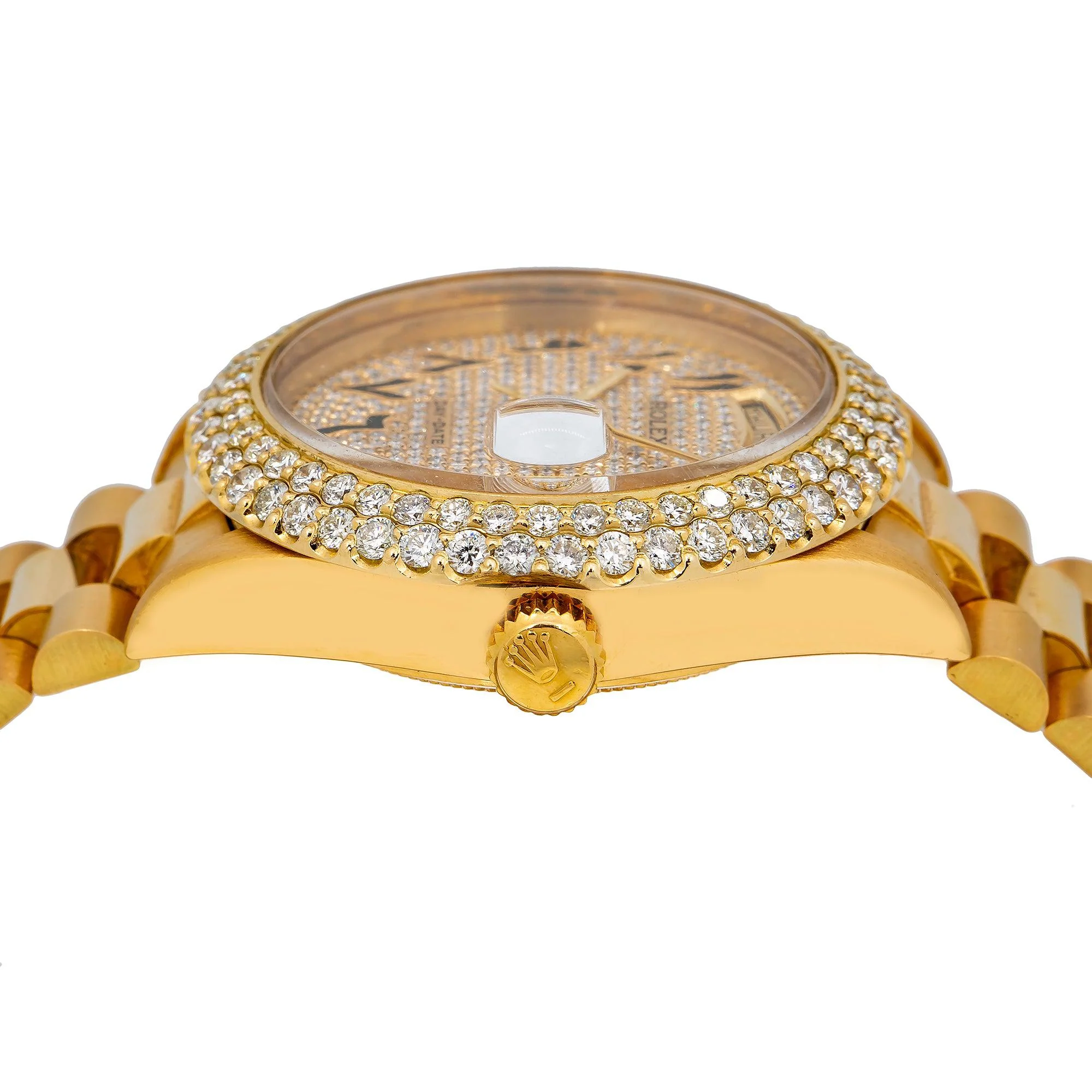 Rolex Day-Date 36MM 18038 Diamond Paved Eastern Arabic Dial Diamond Bezel 18K Yellow Gold President Bracelet - Image 4