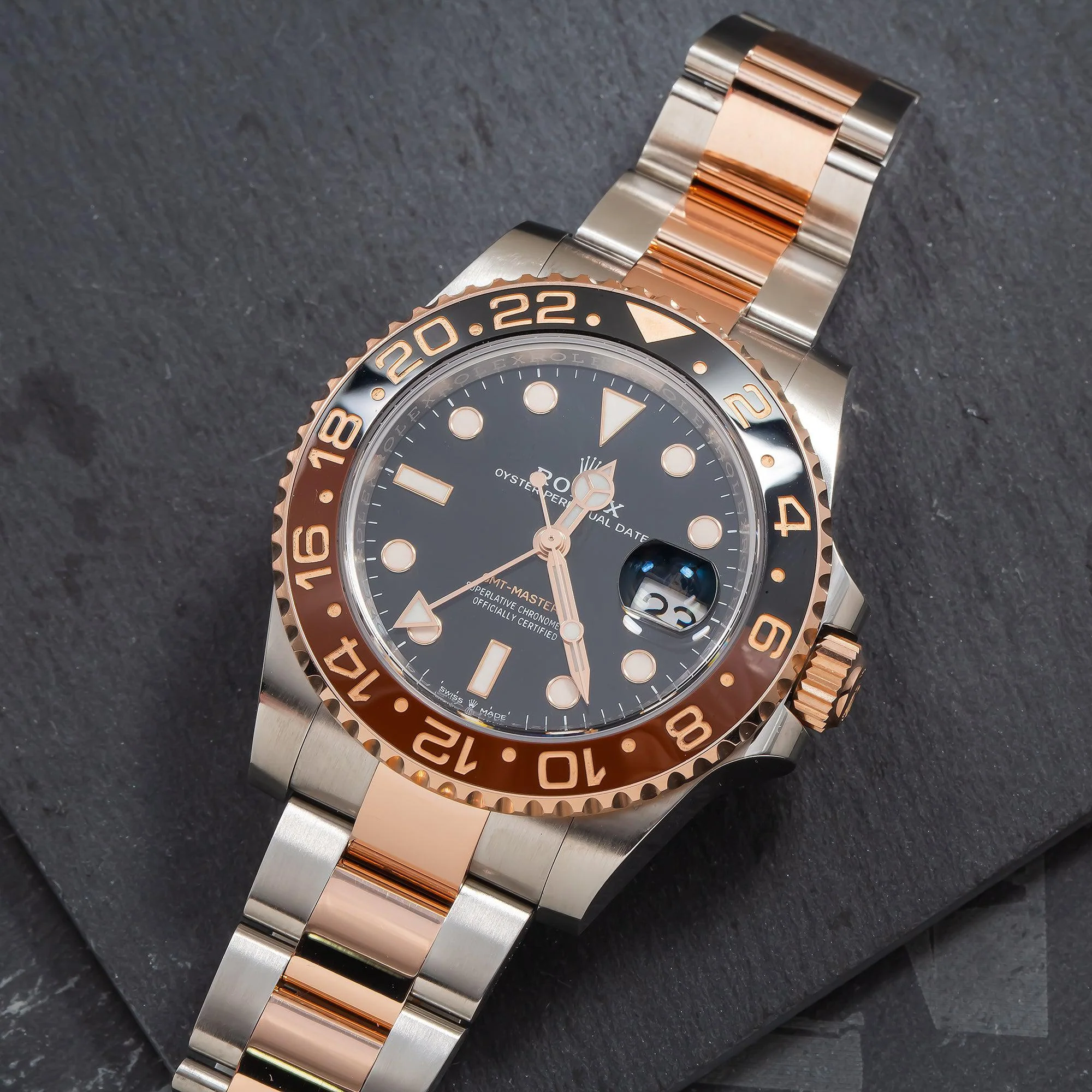 Rolex GMT-Master II 40MM 126711CHNR Root Beer Black Dial Black & Brown Ceramic Bezel Two Tone Rose Gold Oyster Bracelet - Image 2