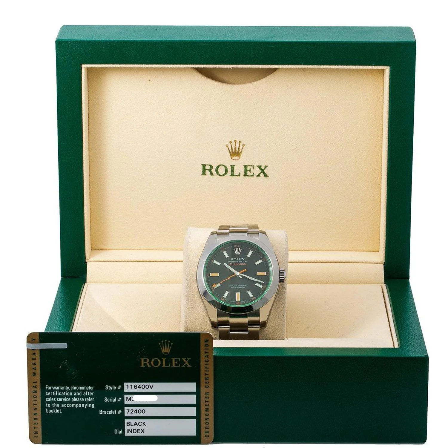 Rolex Milgauss 40MM 116400V Black Dial Smooth Bezel Stainless Steel Oyster Bracelet - Image 6