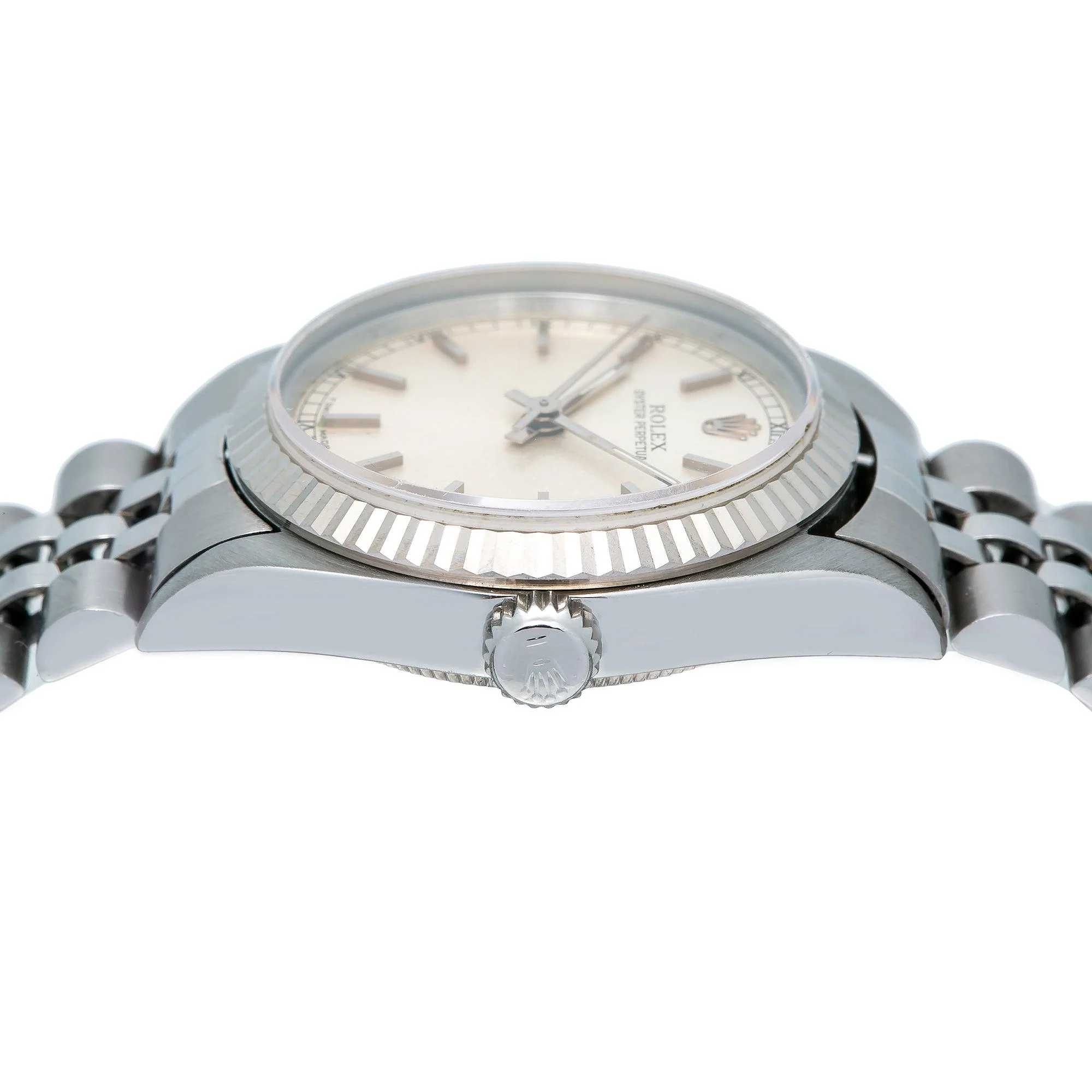 Rolex Oyster Perpetual 31MM 67514 Silver Dial Fluted Bezel Stainless Steel Jubilee Bracelet - Image 5